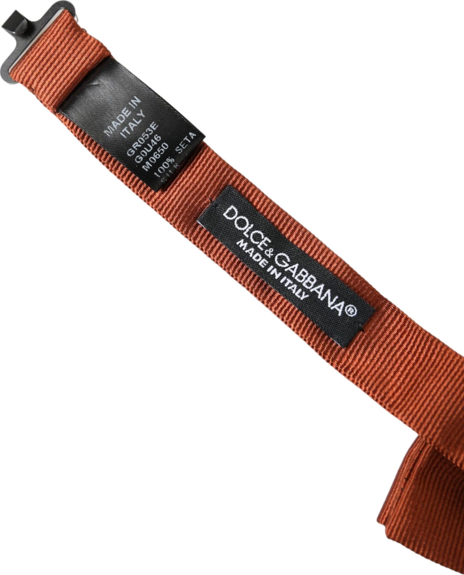 Dolce & Gabbana Brown Silk Adjustable Neck Men Bow Tie - 5