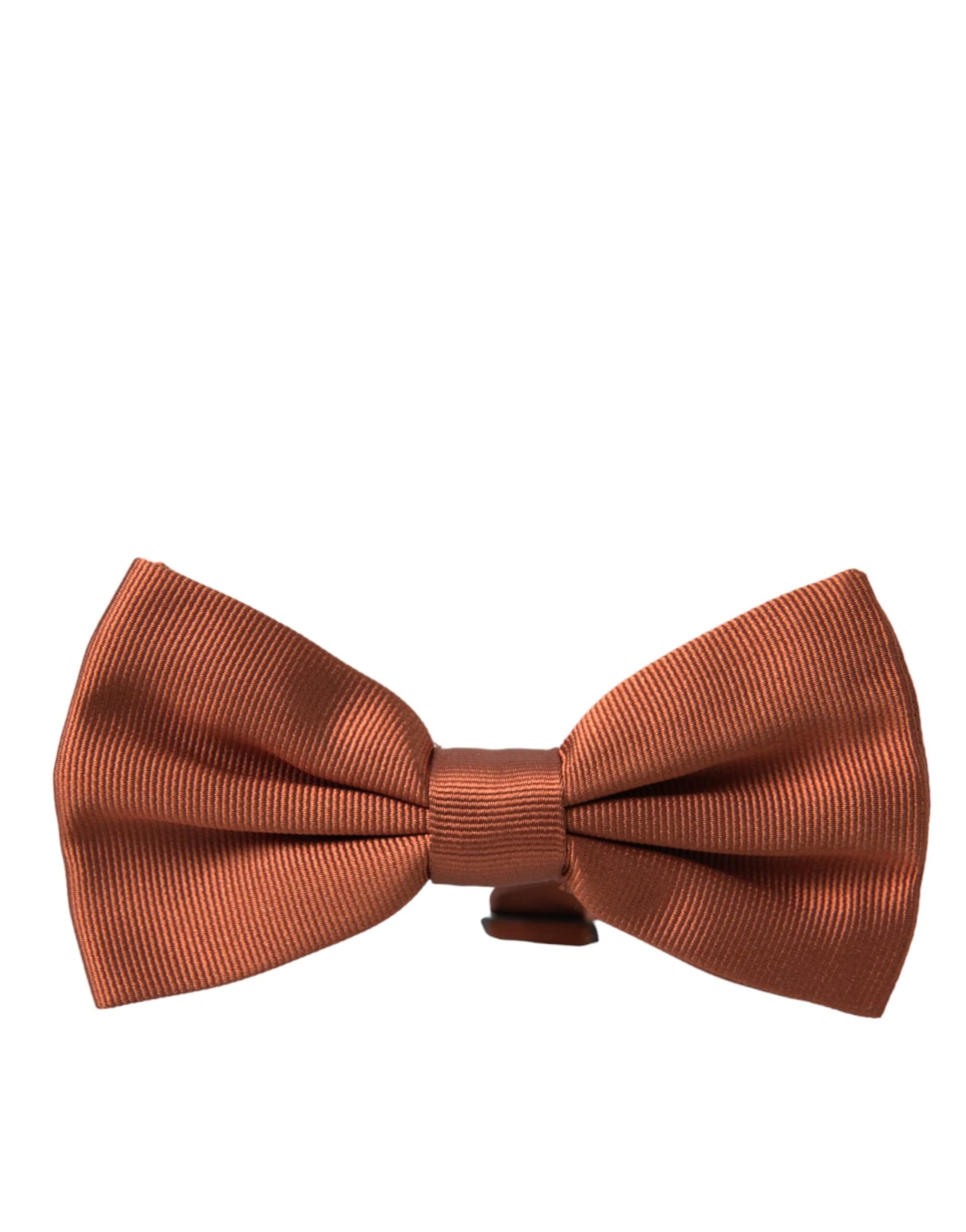 Dolce & Gabbana Brown Silk Adjustable Neck Men Bow Tie - 6