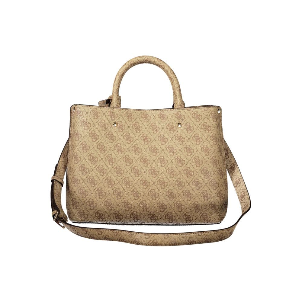 Guess Jeans Beige Leather Women's Bag with Handles and Shoulder Strap - 2