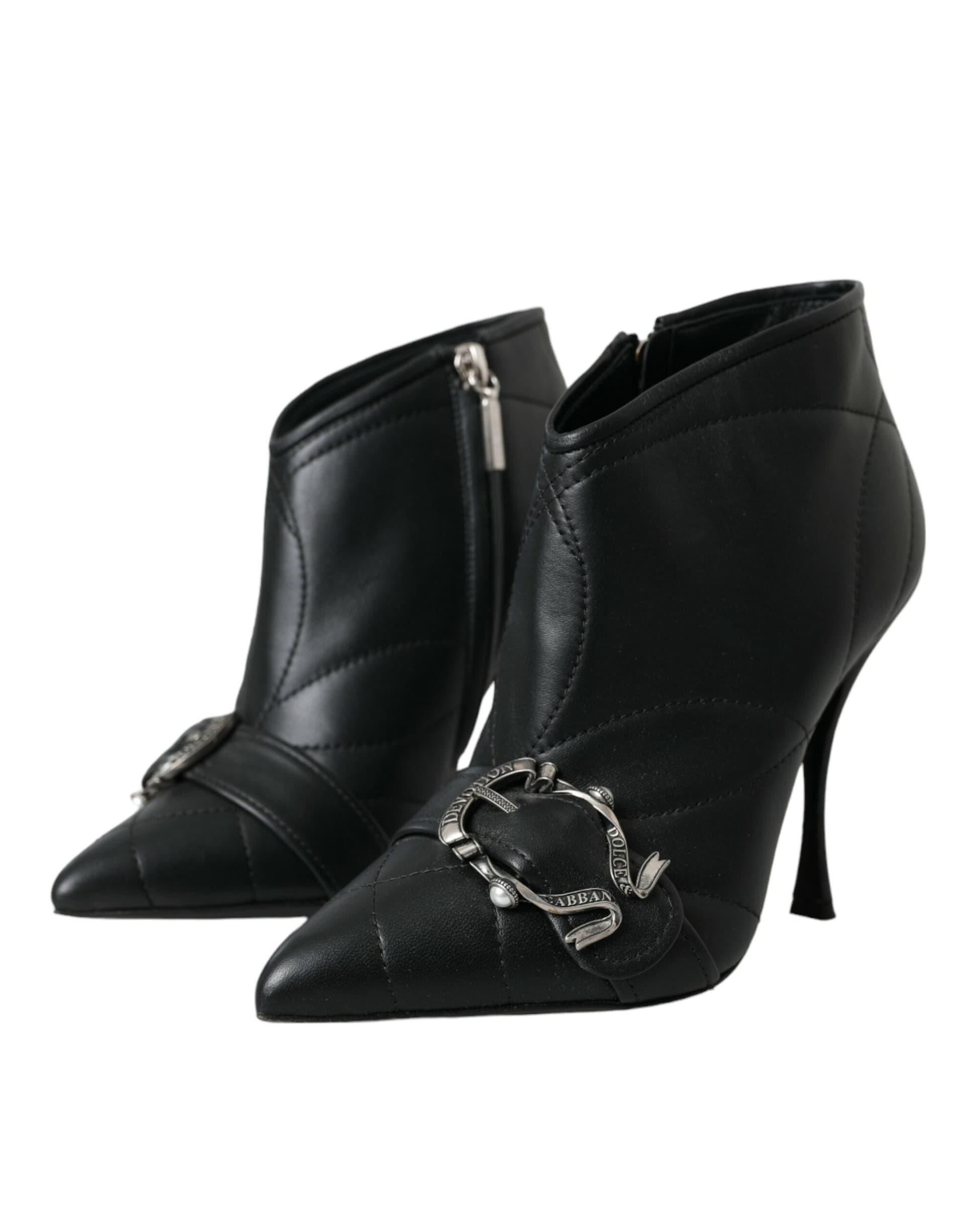 Dolce & Gabbana Black Devotion Quilted Buckled Boots Shoes - 2