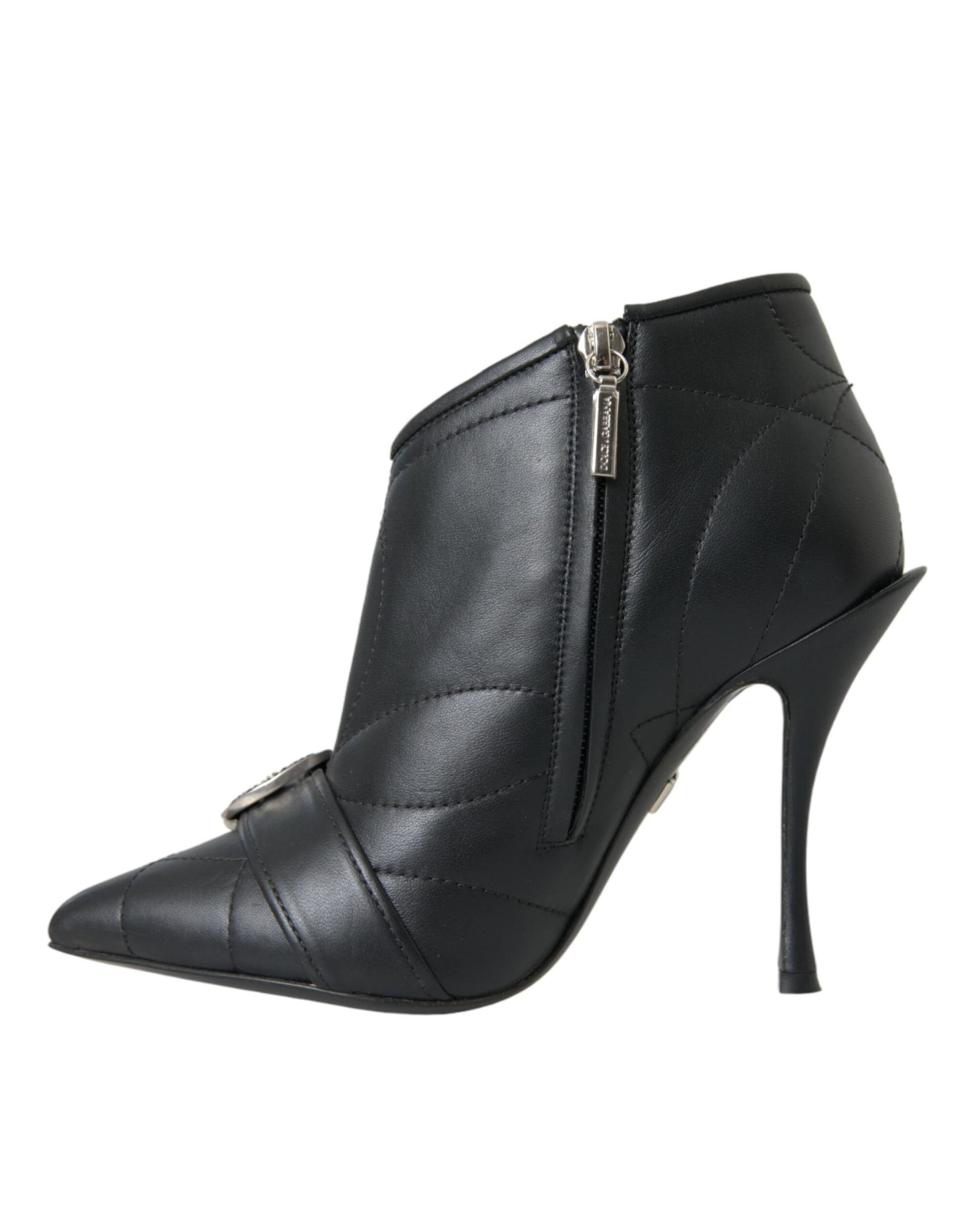 Dolce & Gabbana Black Devotion Quilted Buckled Boots Shoes - 4