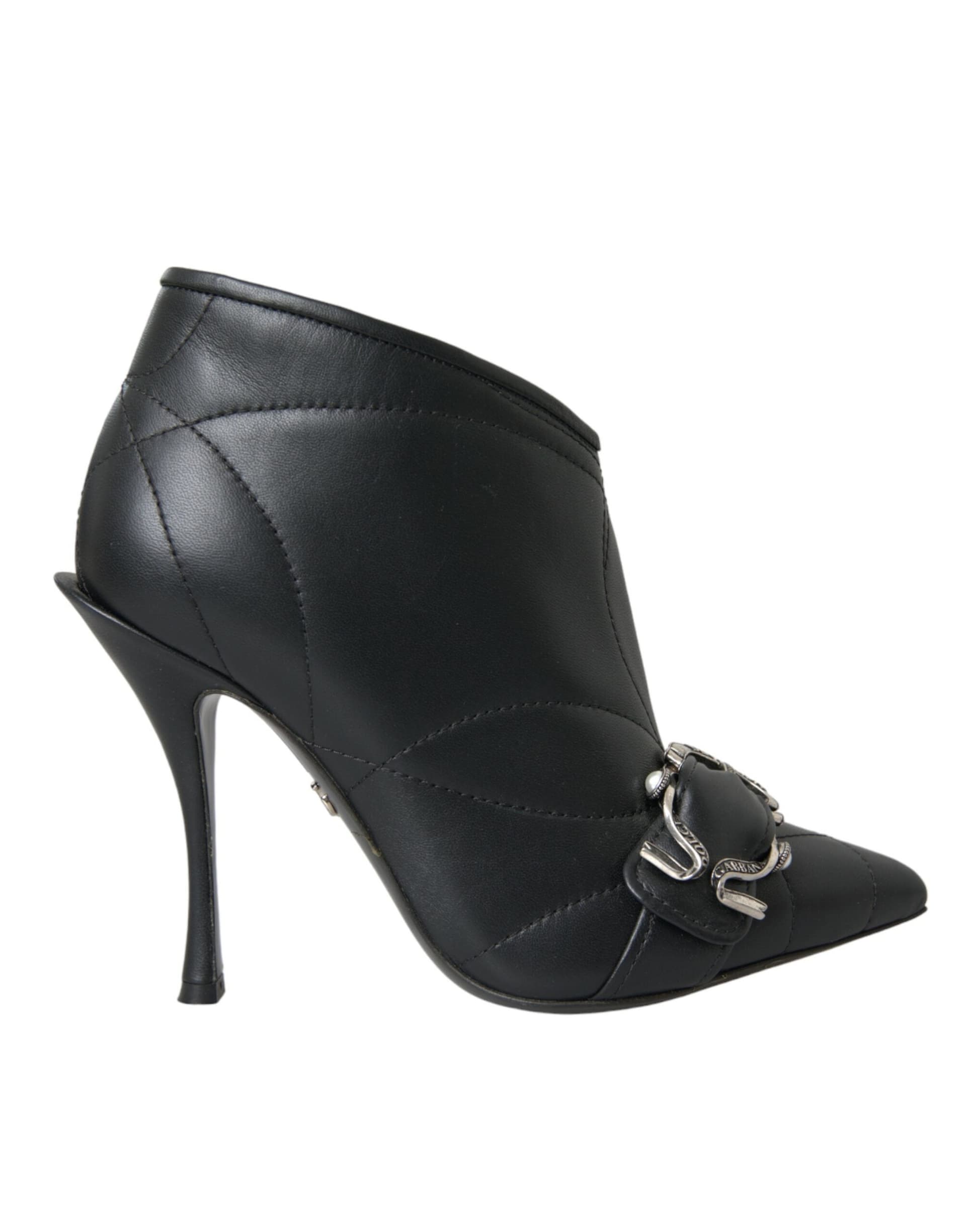 Dolce & Gabbana Black Devotion Quilted Buckled Boots Shoes - 5