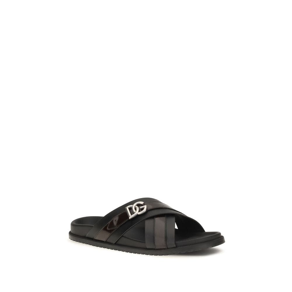 Dolce & Gabbana Black Calf Leather Bos Taurus Sandals - 2