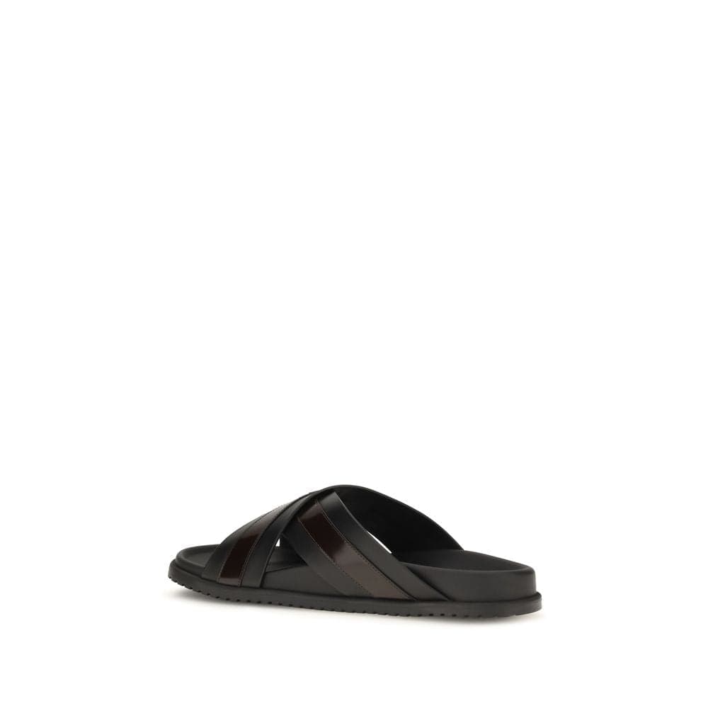 Dolce & Gabbana Black Calf Leather Bos Taurus Sandals - 3