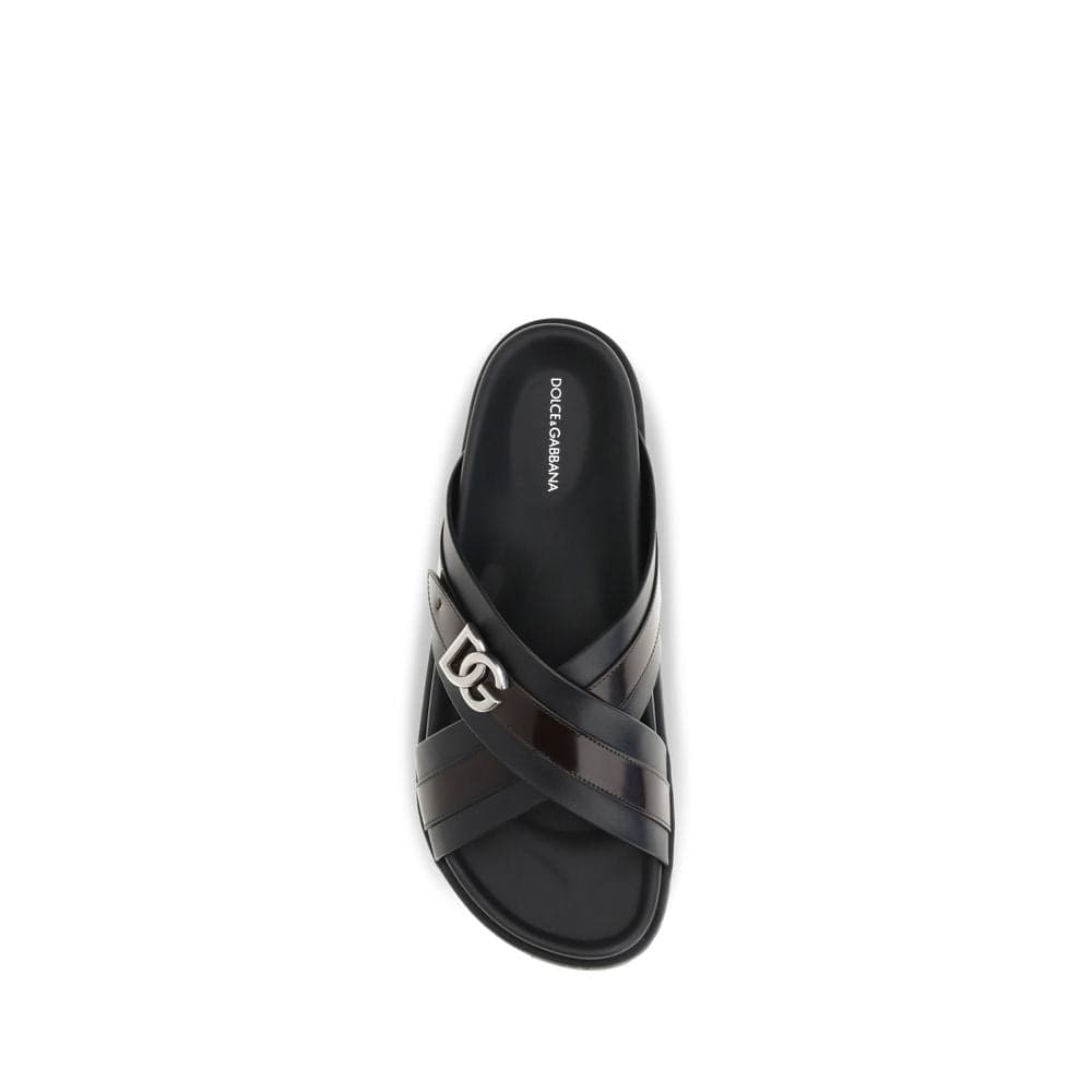 Dolce & Gabbana Black Calf Leather Bos Taurus Sandals - 4