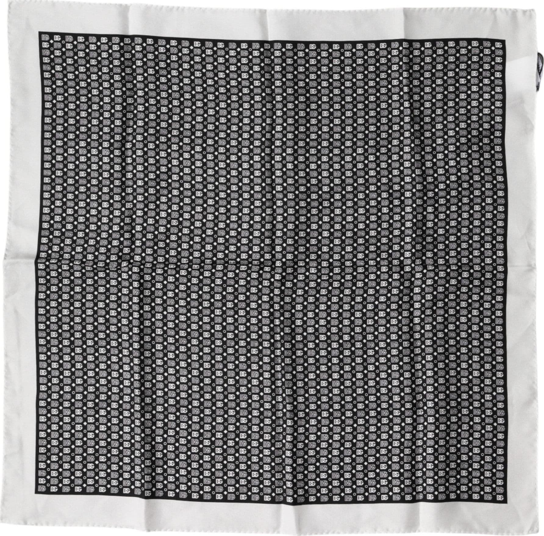 Dolce & Gabbana White Black Patterned Square Foulard Scarf - 2