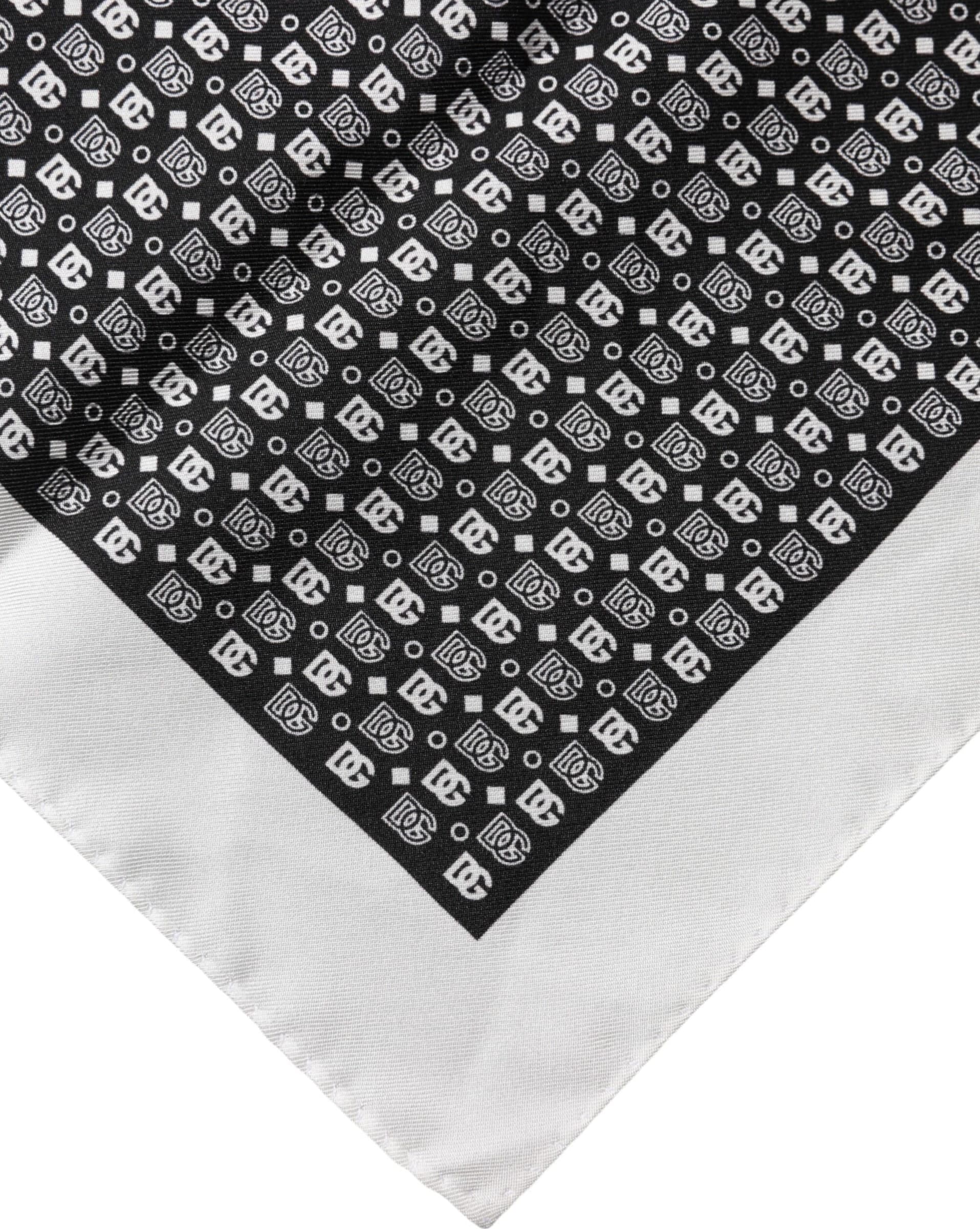 Dolce & Gabbana White Black Patterned Square Foulard Scarf - 3