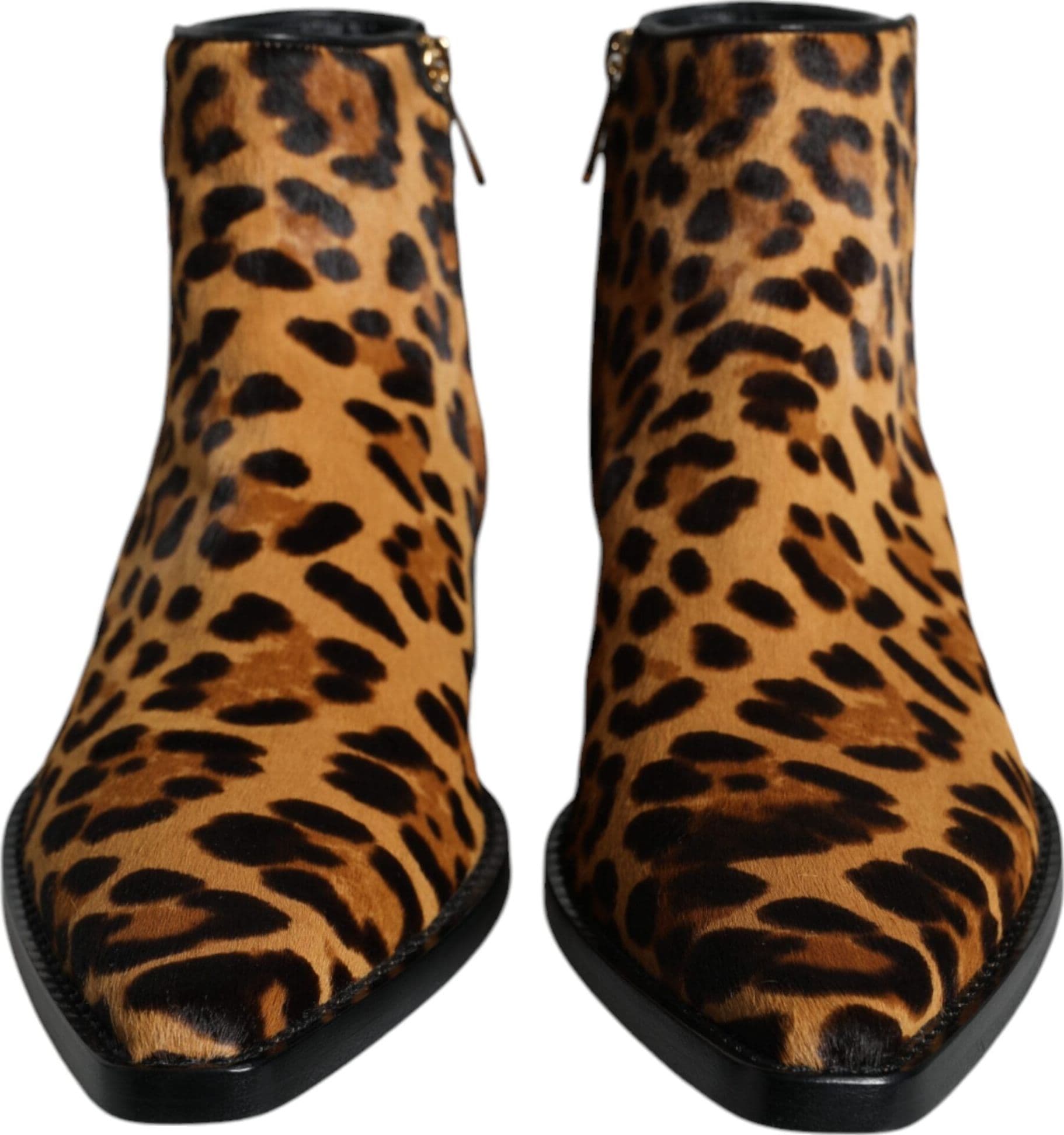 Dolce & Gabbana Brown Leopard Calf Fur Ankle Boots Shoes - 2