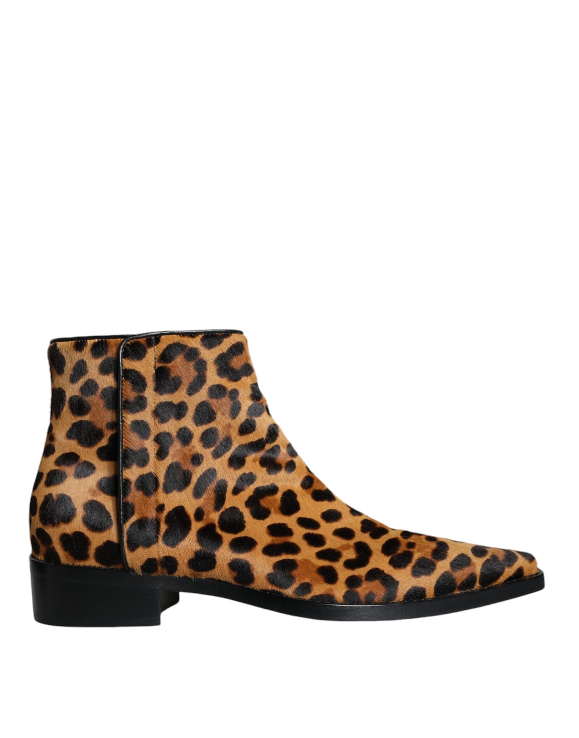 Dolce & Gabbana Brown Leopard Calf Fur Ankle Boots Shoes - 3