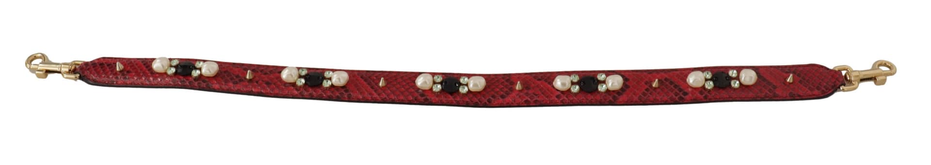 Dolce & Gabbana Red Exotic Leather Crystals Bag Shoulder Strap - 5