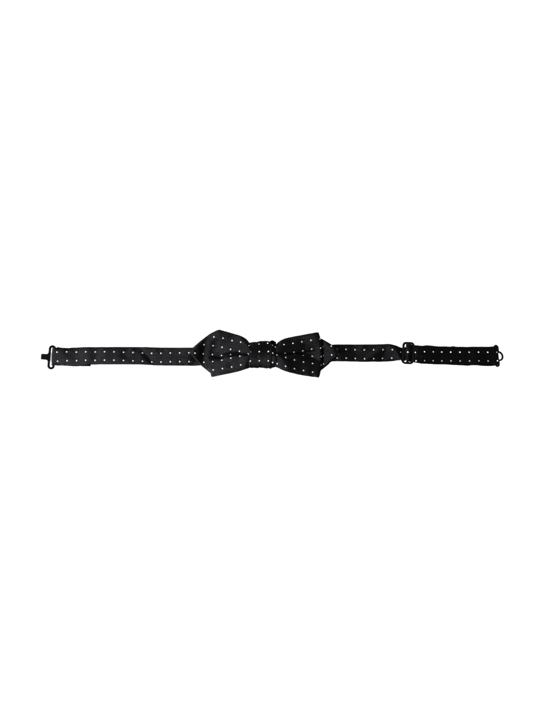 Dolce & Gabbana Black Silk Polka Dot Adjustable Neck Men Papillon Bow Tie - 2