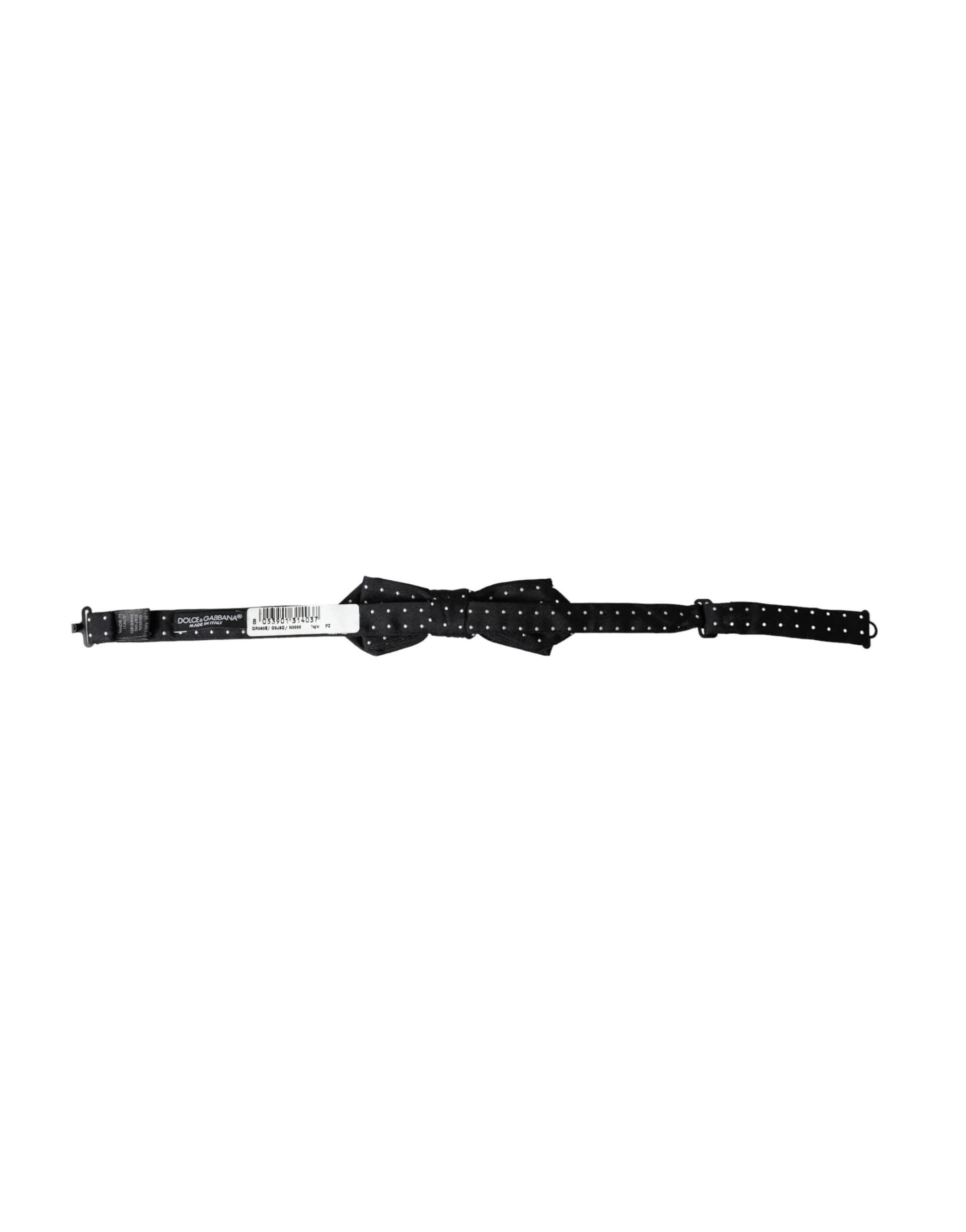 Dolce & Gabbana Black Silk Polka Dot Adjustable Neck Men Papillon Bow Tie - 5