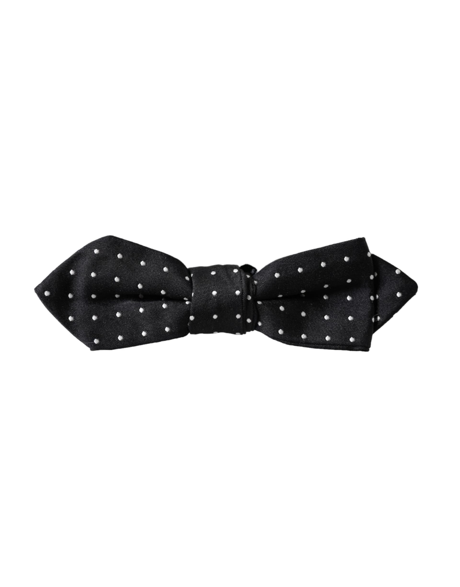 Dolce & Gabbana Black Silk Polka Dot Adjustable Neck Men Papillon Bow Tie - 6