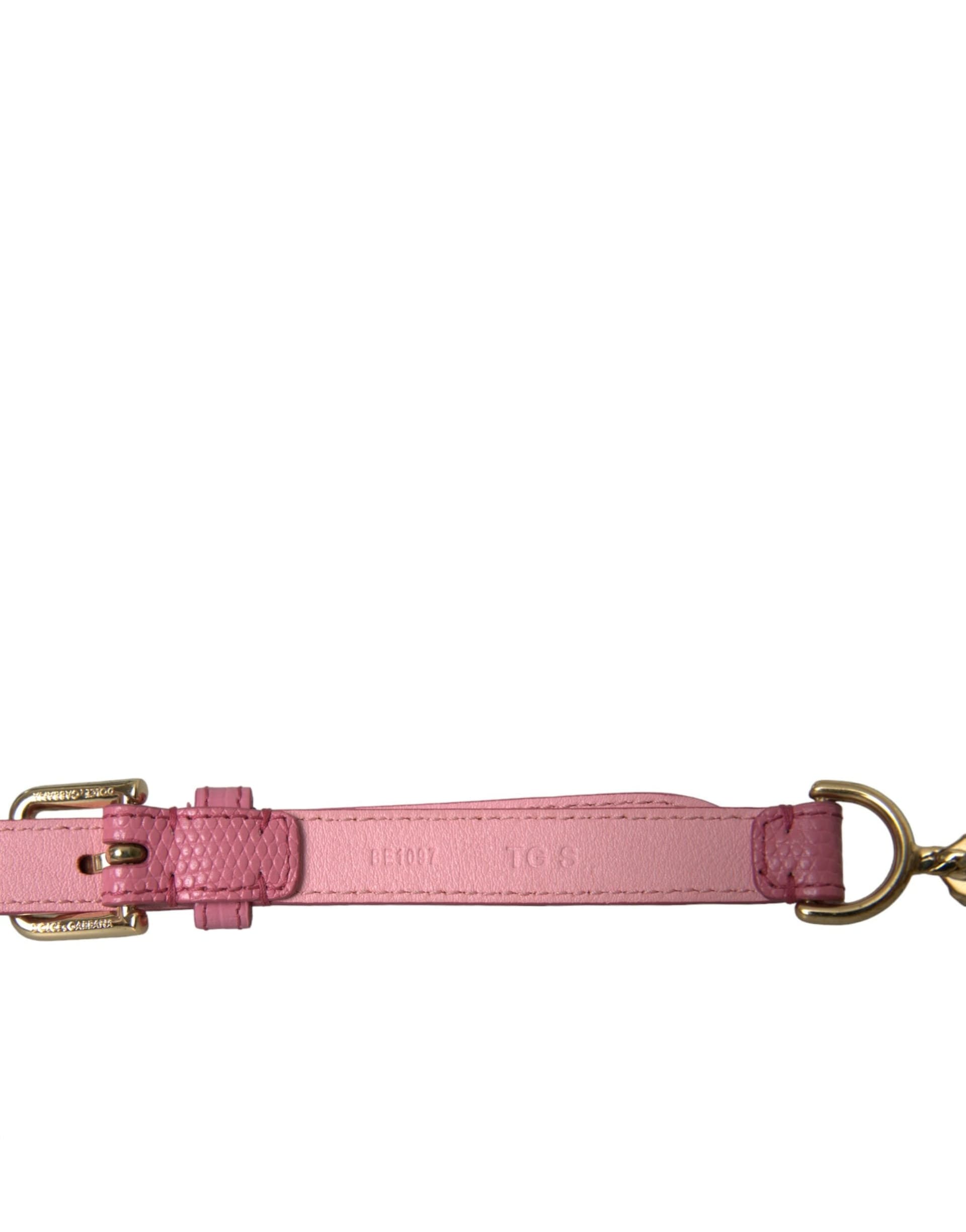 Dolce & Gabbana Pink Leather Crystal Chain Embellished Belt - 4