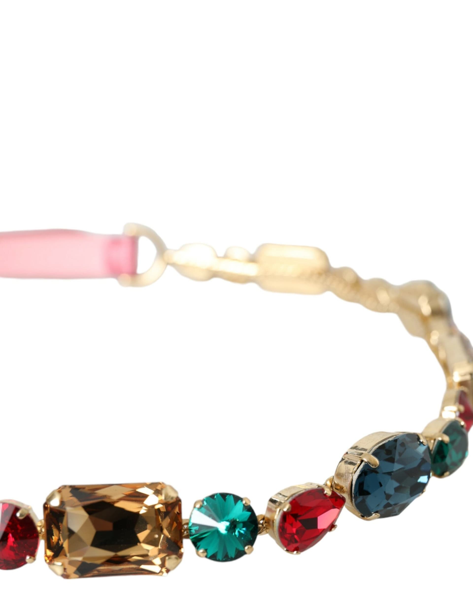 Dolce & Gabbana Pink Leather Crystal Chain Embellished Belt - 5
