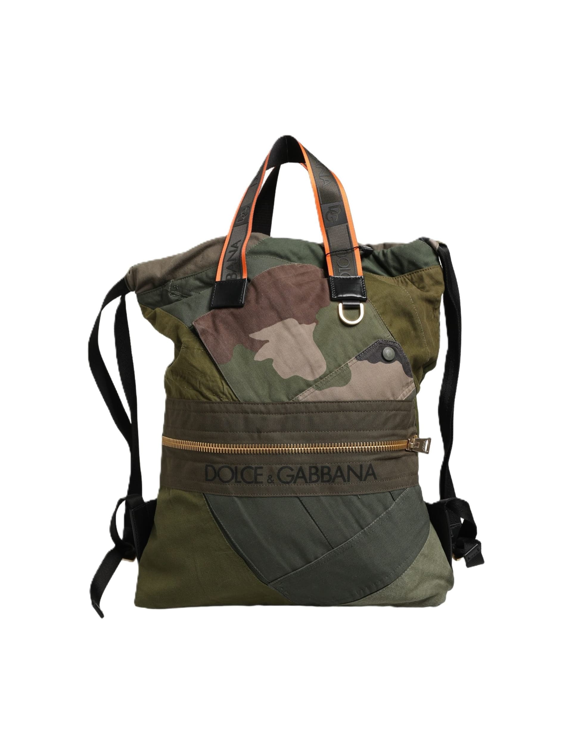 Dolce & Gabbana Military Green Patchwork Rucksack Backpack Borse Men Bag - 2