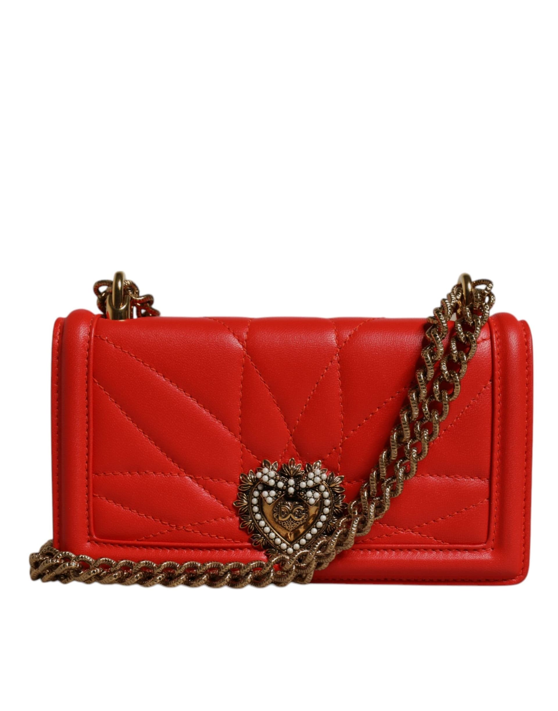 Dolce & Gabbana Red Quilted Devotion Crossbody Chain Phone Cover Bag - 2