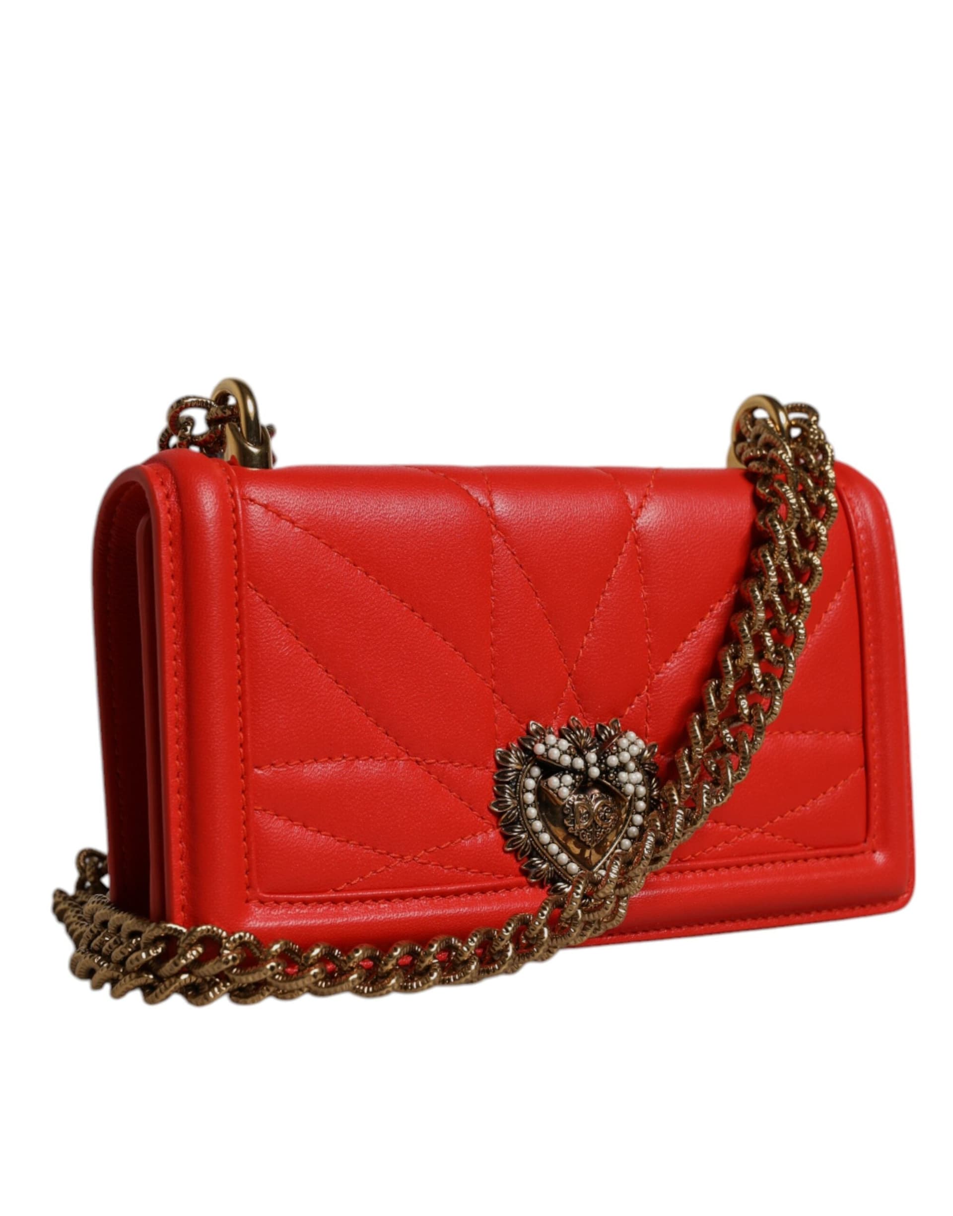 Dolce & Gabbana Red Quilted Devotion Crossbody Chain Phone Cover Bag - 4
