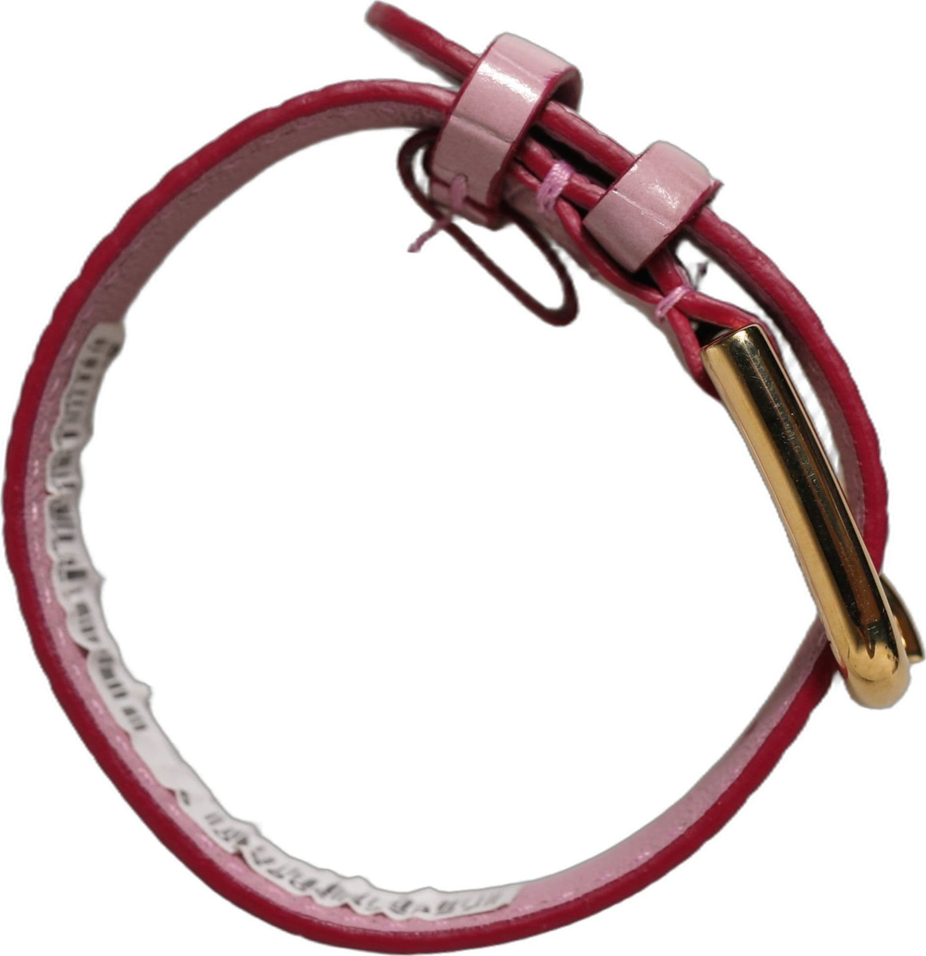 Dolce & Gabbana Pink Embossed Leather Gold Buckle Belt Strap Bracelet - 7