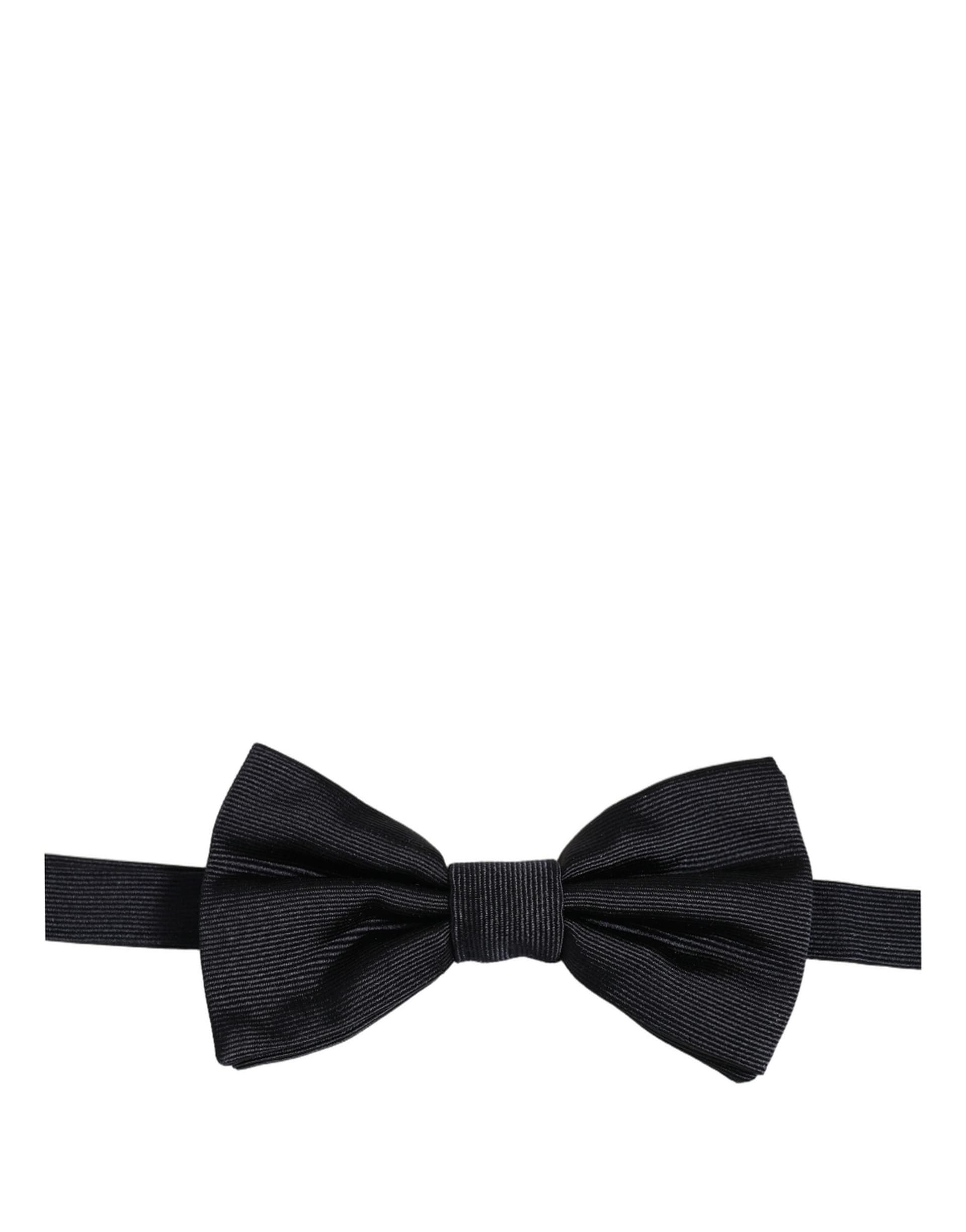 Dolce & Gabbana Men Black 100% Silk Adjustable Neck Papillon Bow Tie - 2
