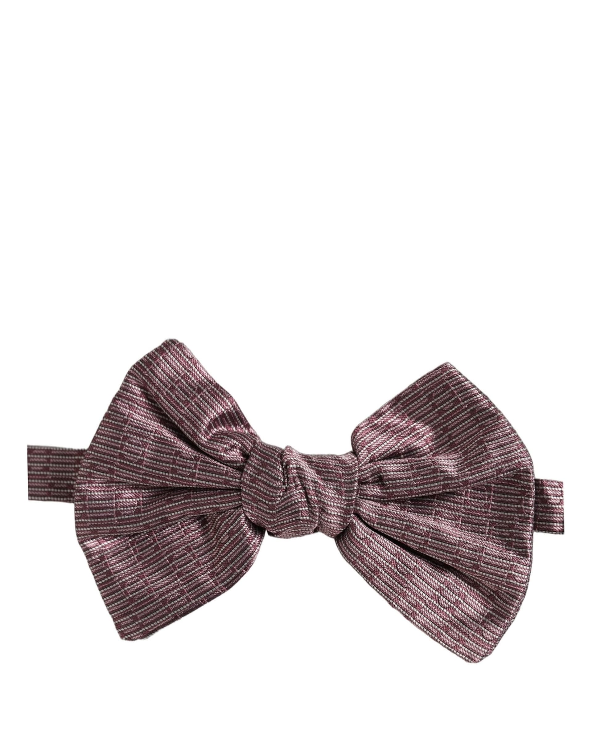 Dolce & Gabbana Men Maroon 100% Silk Adjustable Neck Papillon Bow Tie - 2