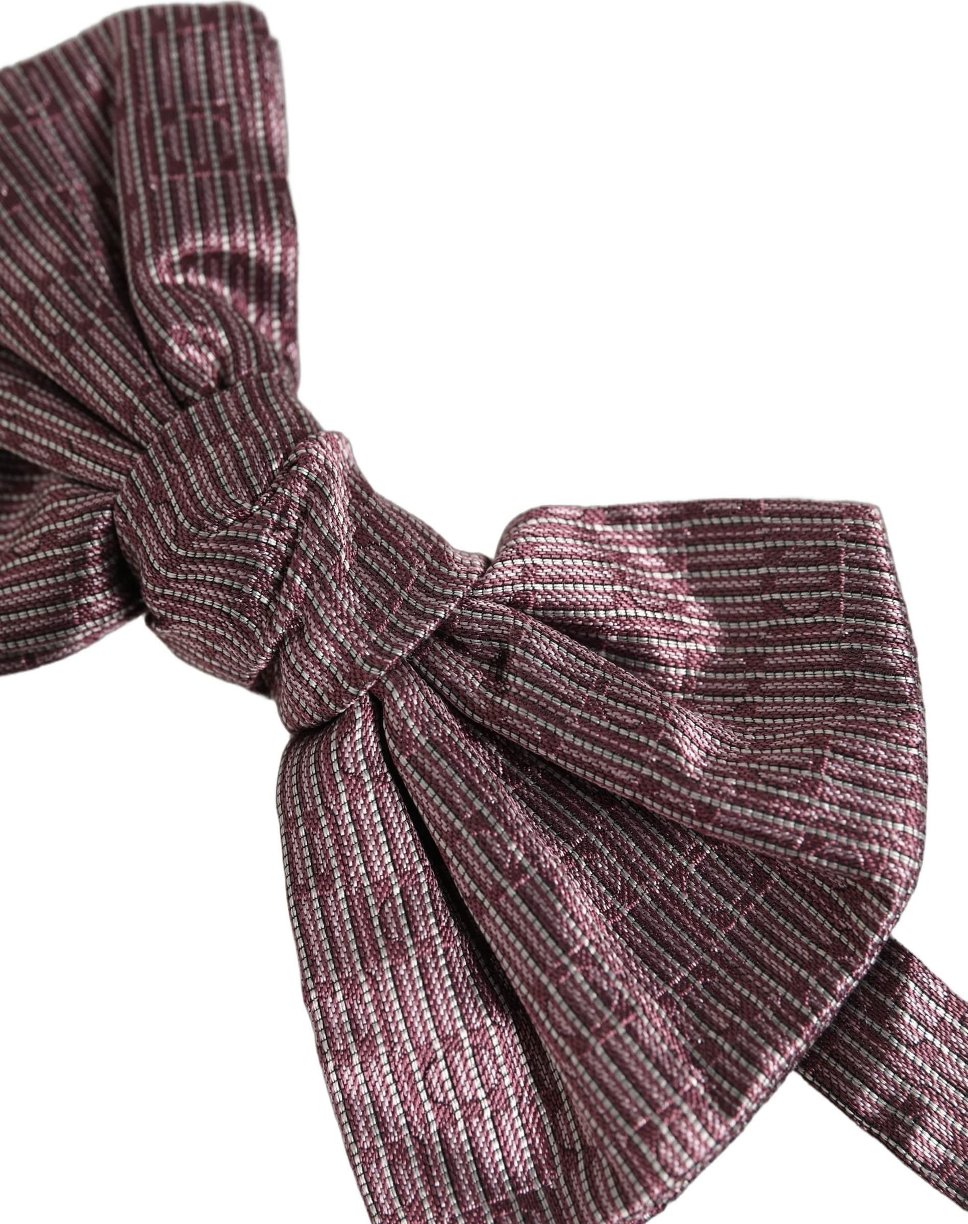 Dolce & Gabbana Men Maroon 100% Silk Adjustable Neck Papillon Bow Tie - 4
