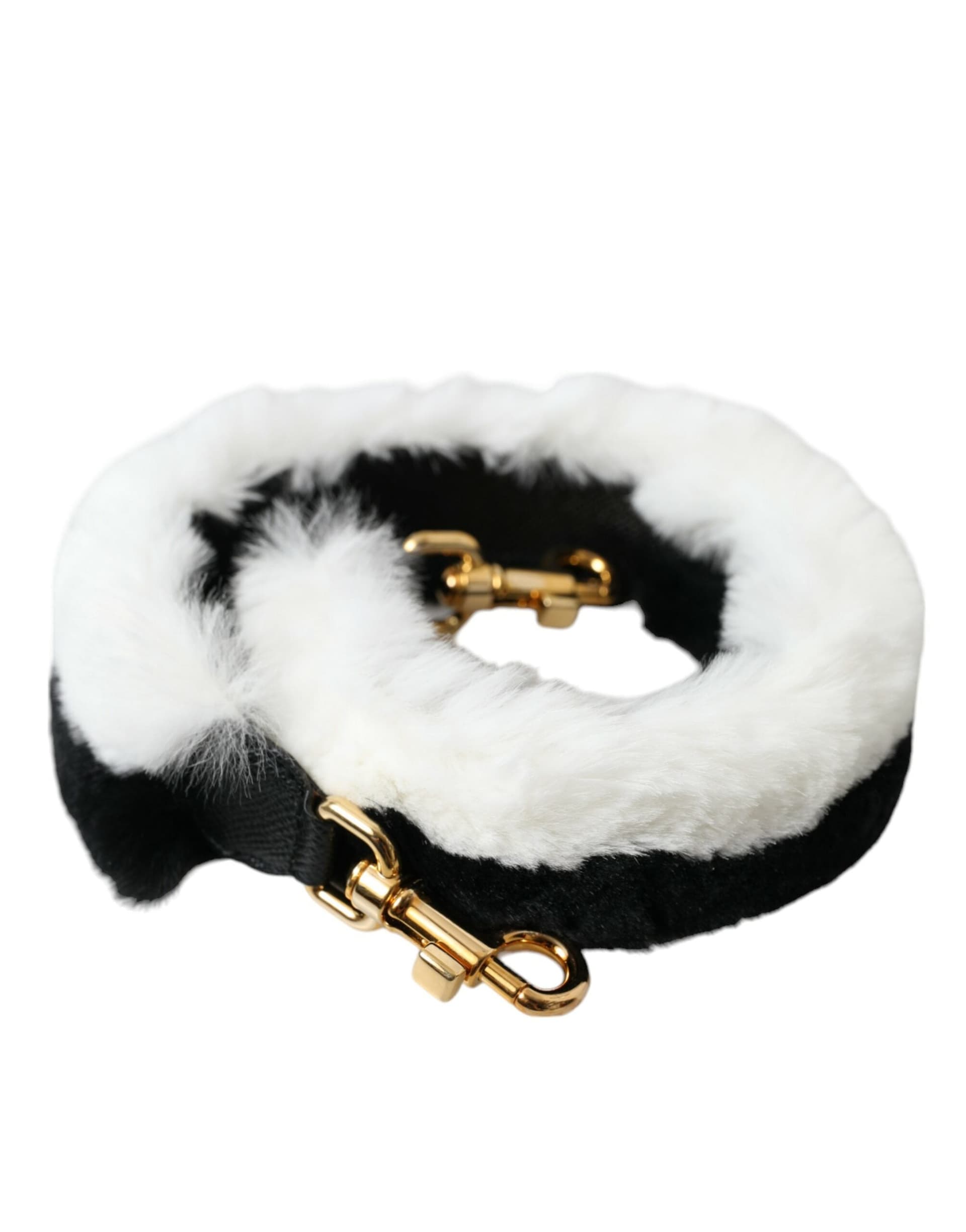 Dolce & Gabbana Black White Lapin Fur Accessory Shoulder Strap - 2