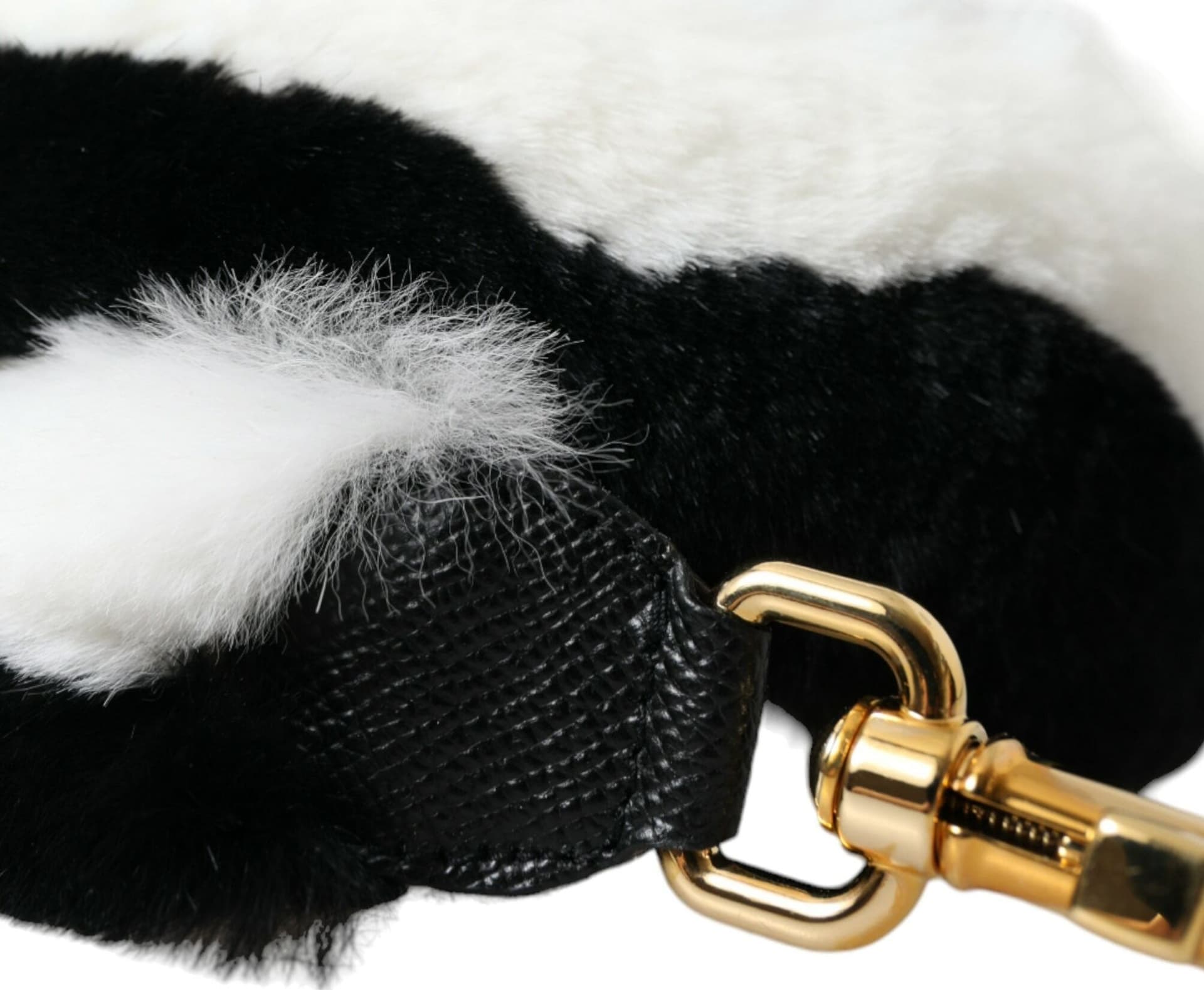 Dolce & Gabbana Black White Lapin Fur Accessory Shoulder Strap - 3