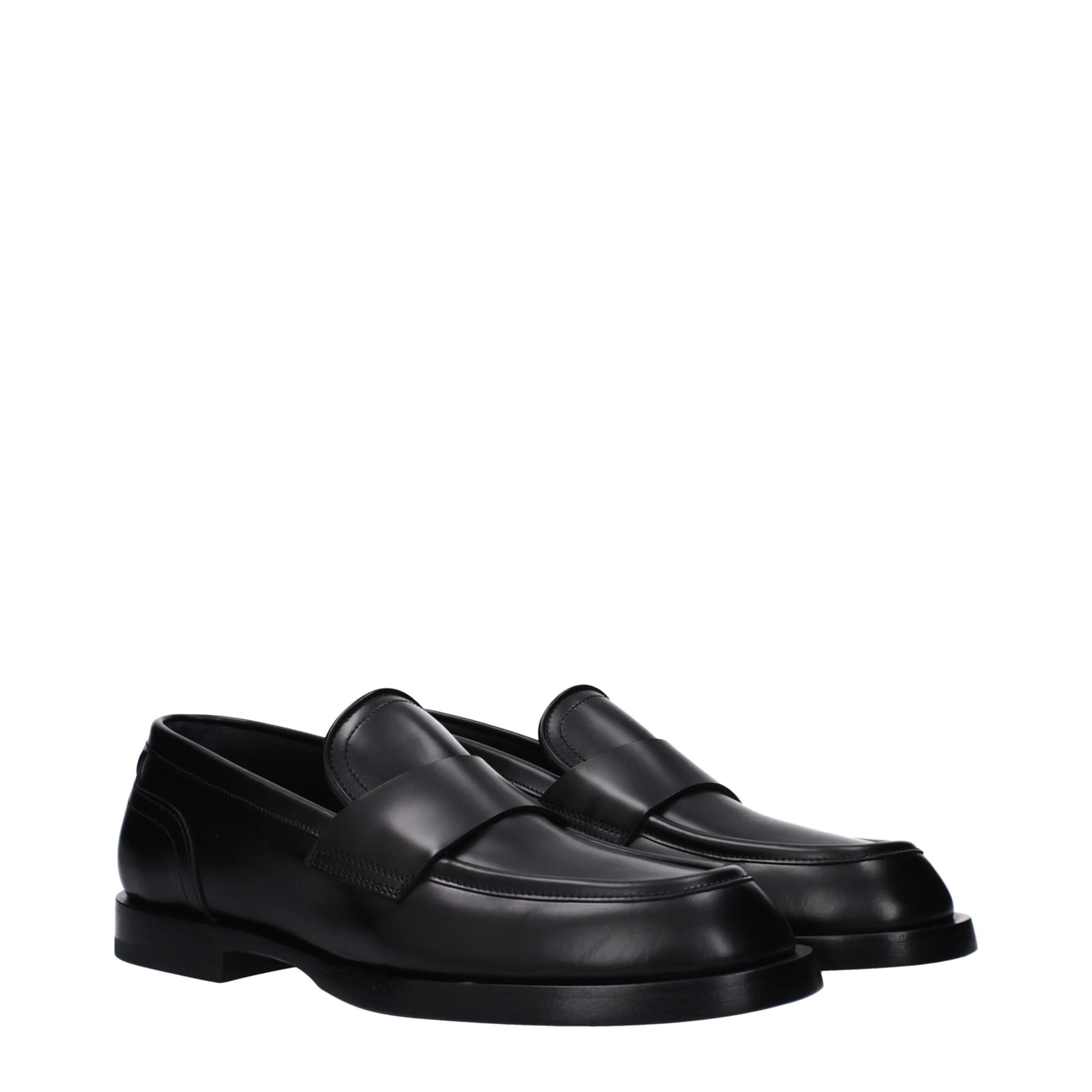 Dolce & Gabbana Black Leather Slip-On Loafers - 2