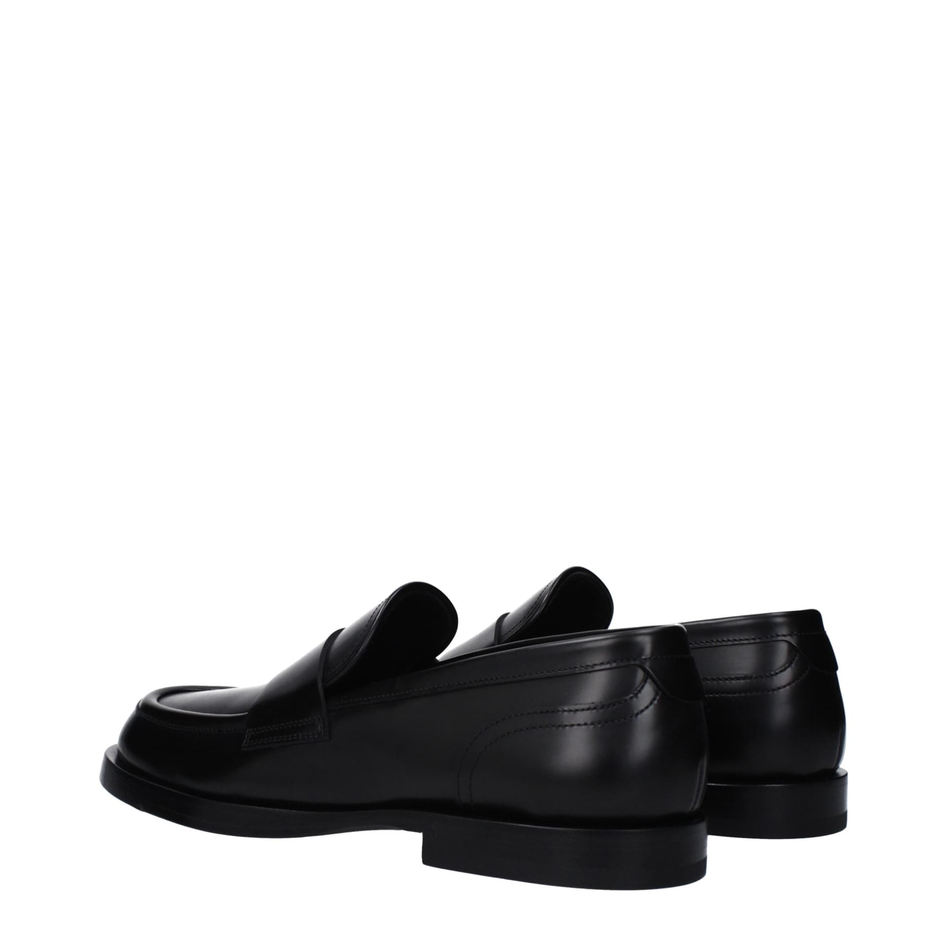 Dolce & Gabbana Black Leather Slip-On Loafers - 4