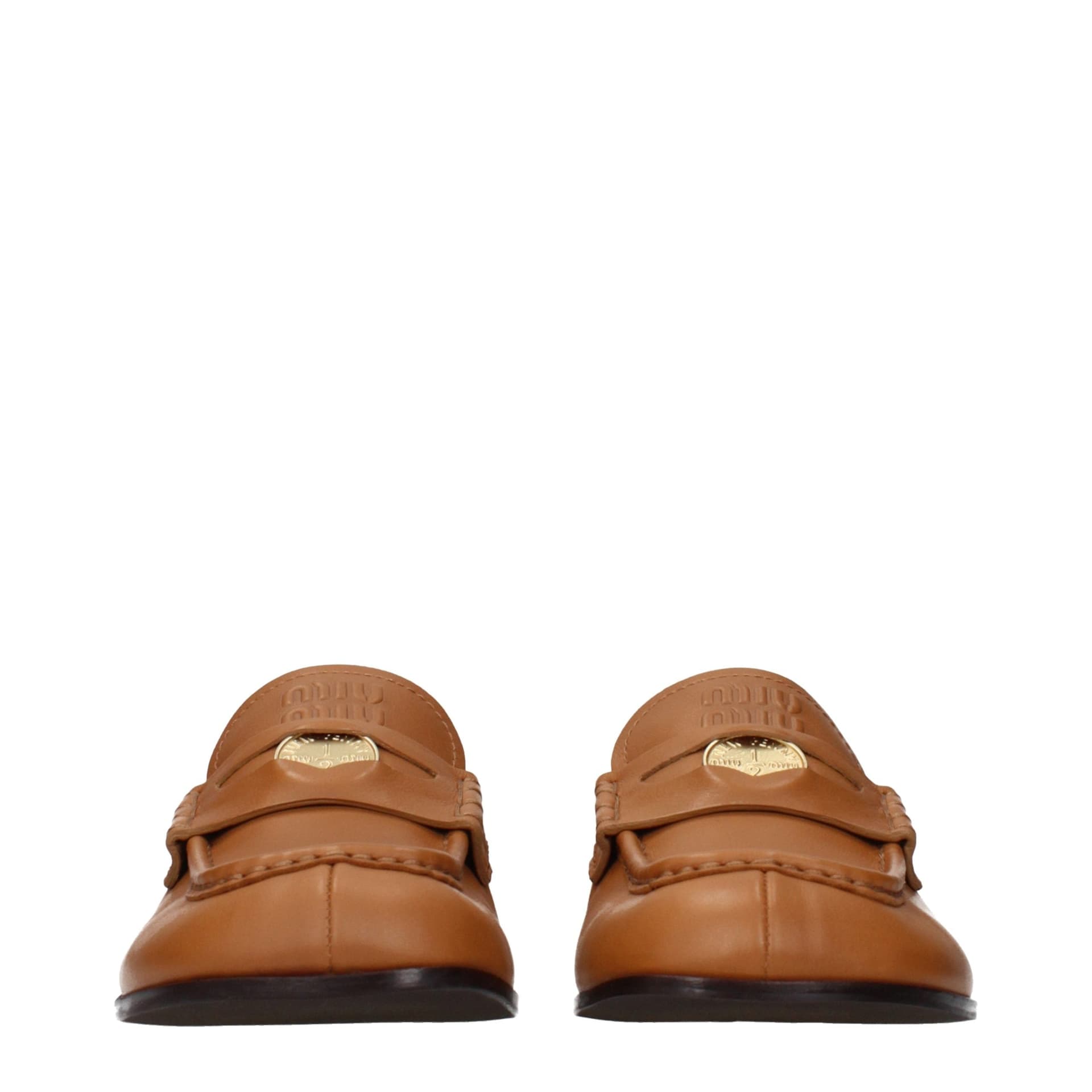 Miu Miu Brown Leather Slip-On Loafers - 3