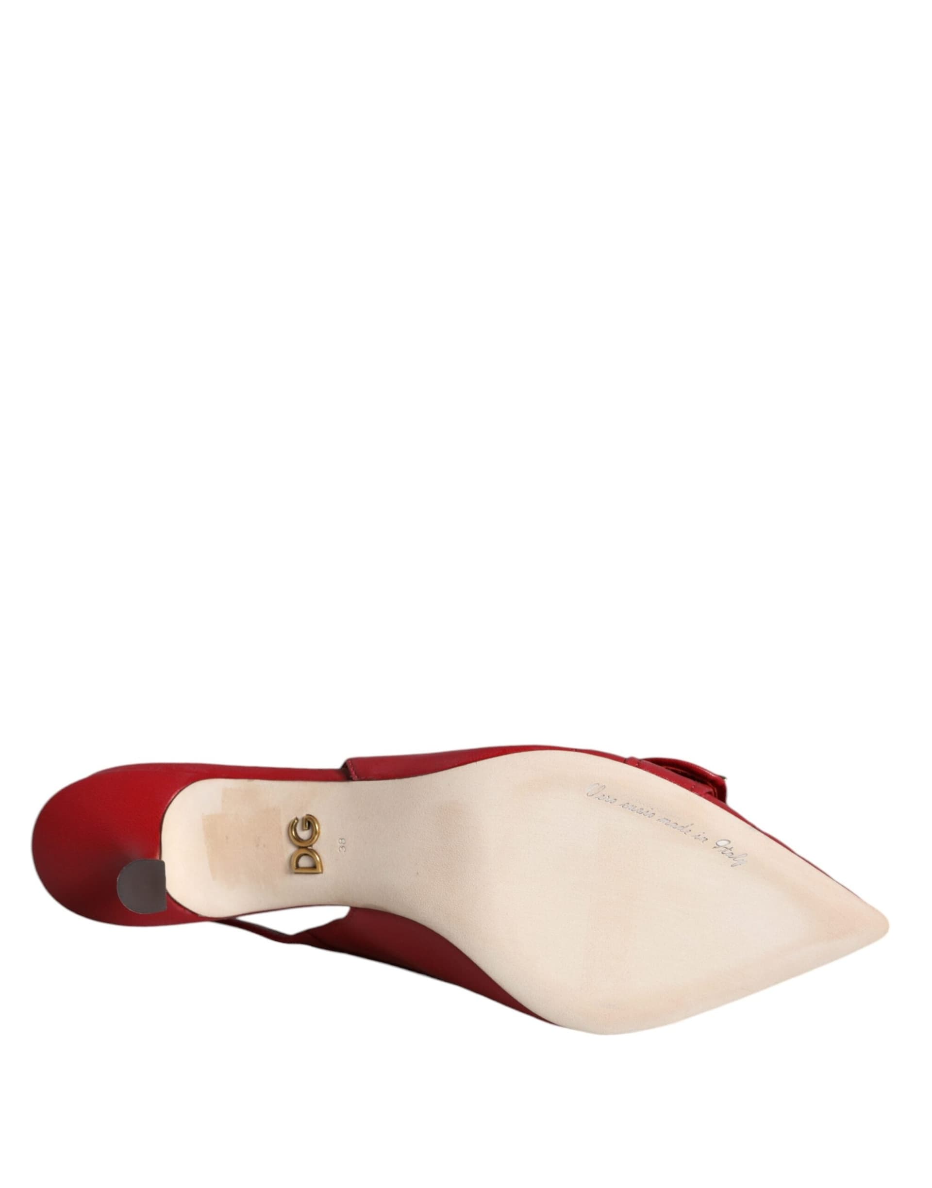 Dolce & Gabbana Red Devotion Leather Heels Slingback Shoes - 6
