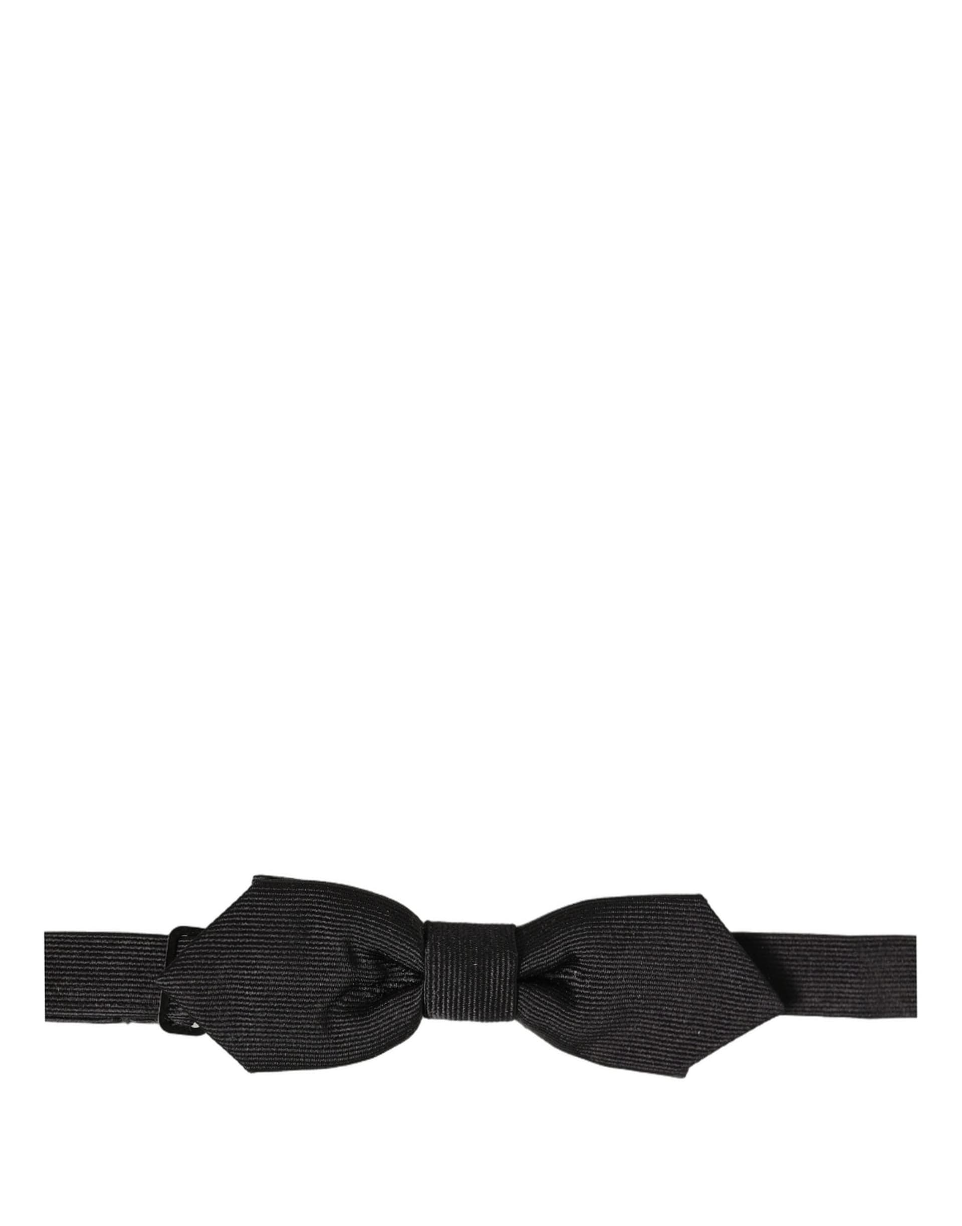 Dolce & Gabbana Men Black 100% Silk Adjustable Neck Papillon Bow Tie - 4