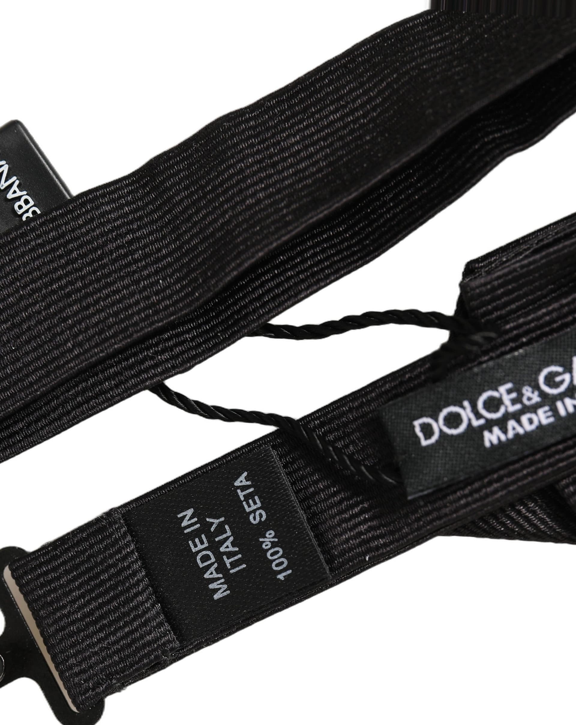 Dolce & Gabbana Men Black 100% Silk Adjustable Neck Papillon Bow Tie - 6