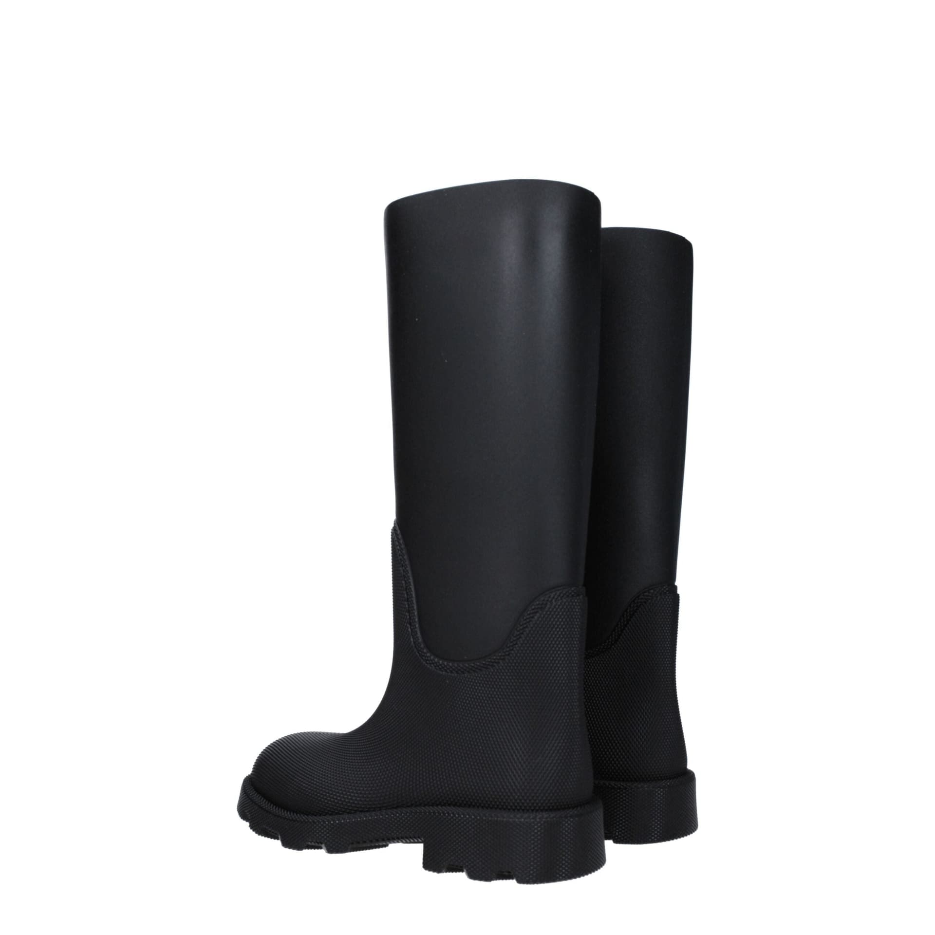Burberry Black Cotton Rain Boots - 4
