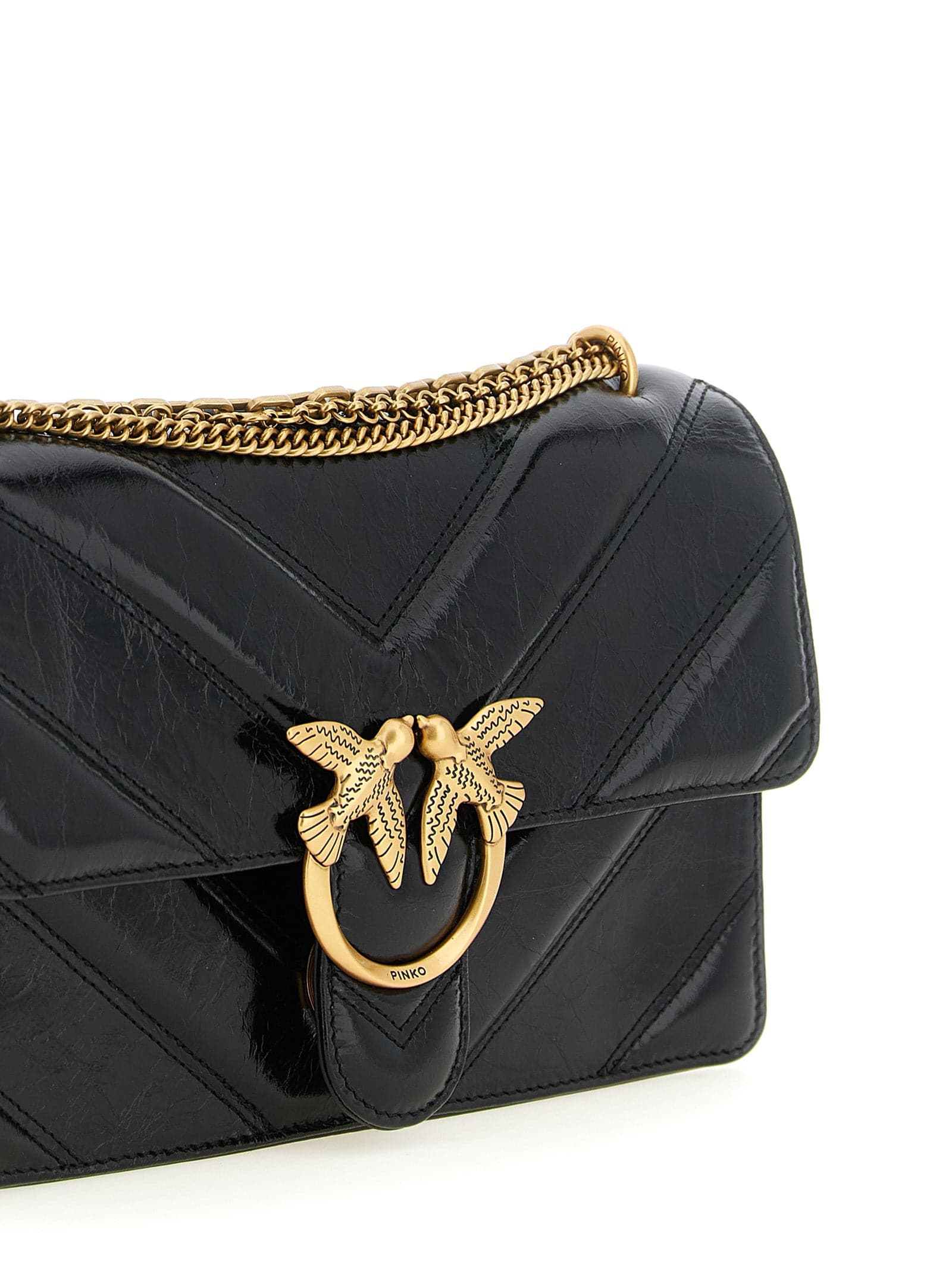 PINKO Black Calfskin Shoulder Bag - 3