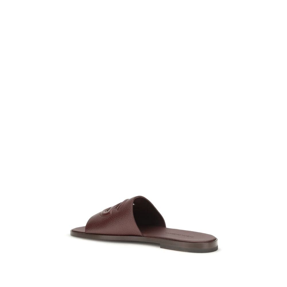 Dolce & Gabbana Brown Calf Leather Bos Taurus Flat Sandals - 3