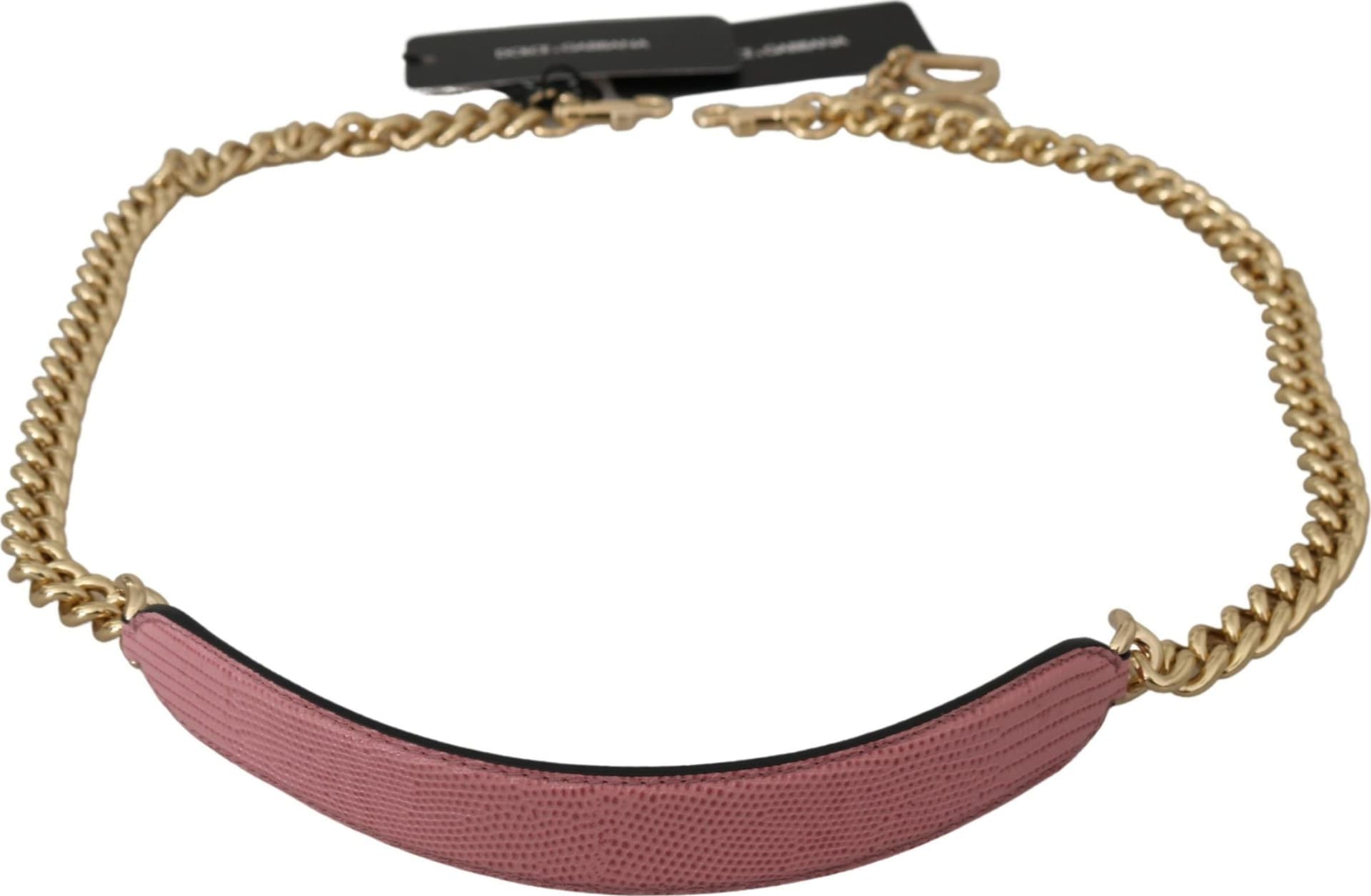 Dolce & Gabbana Pink Leather Gold Chain Accessory Shoulder Strap - 2