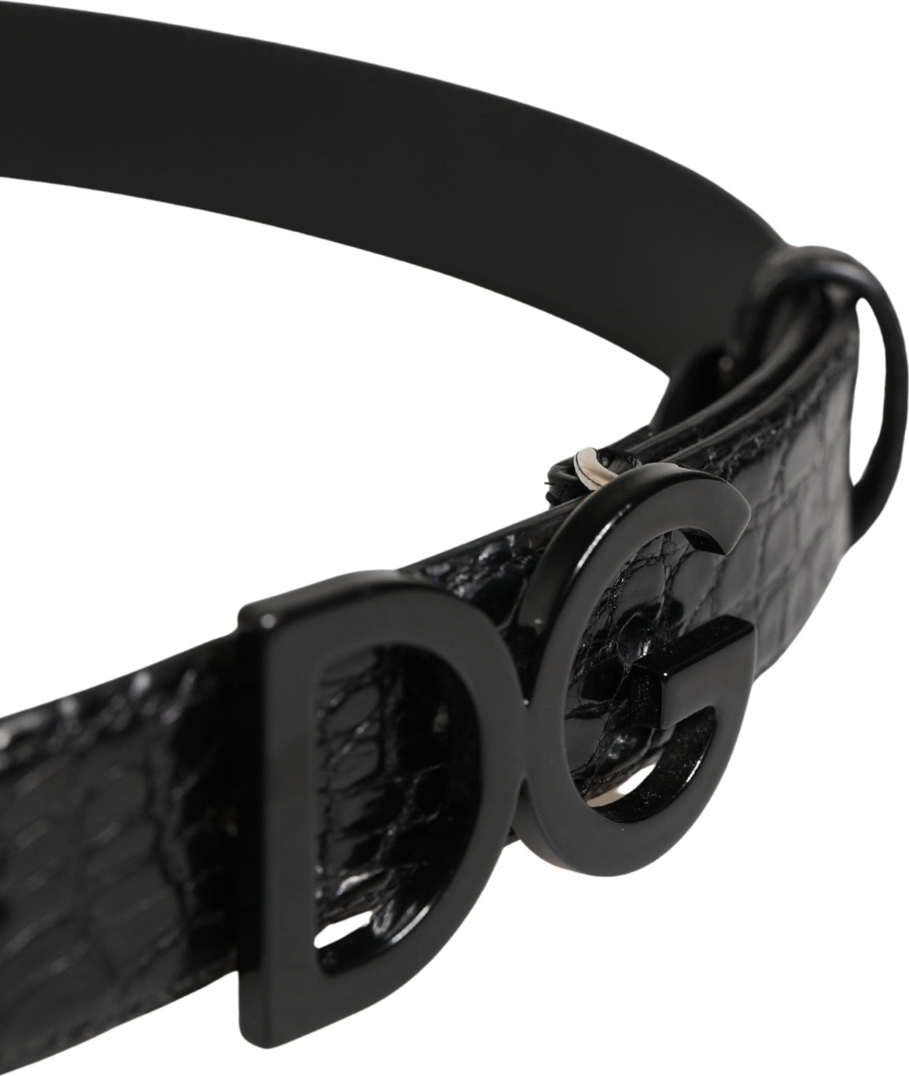 Dolce & Gabbana Men Black Exotic Leather Logo Buckle Belt - 4