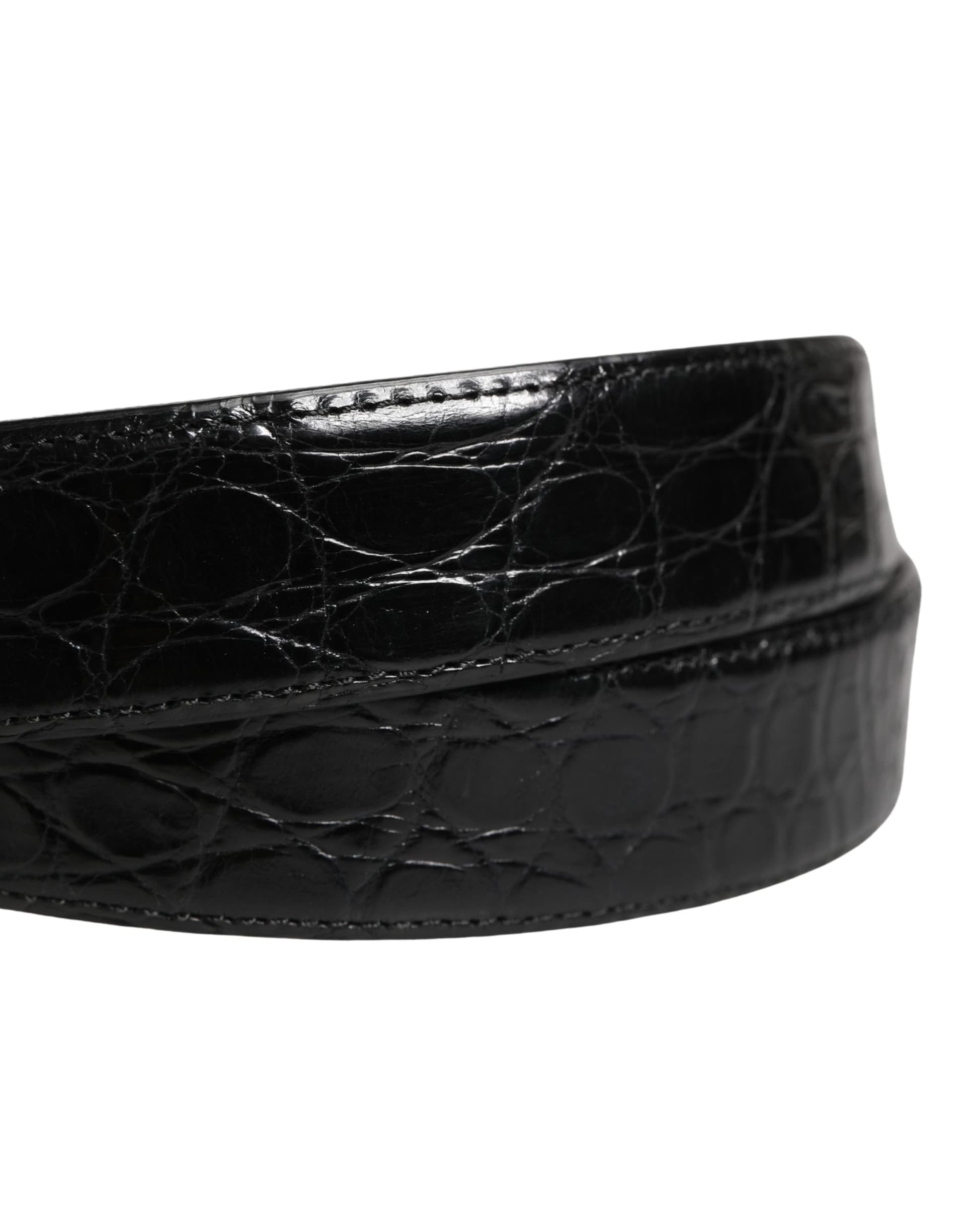 Dolce & Gabbana Men Black Exotic Leather Logo Buckle Belt - 5