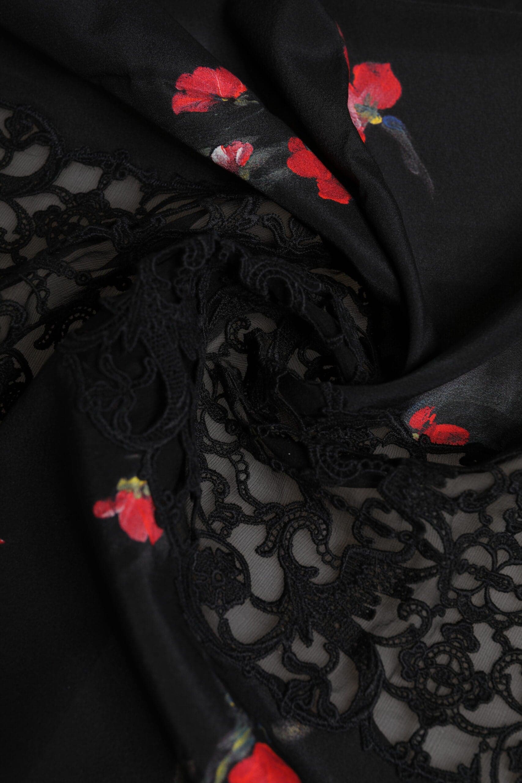 Dolce & Gabbana Black Floral Print Neck Warmer Wrap Scarf - 5