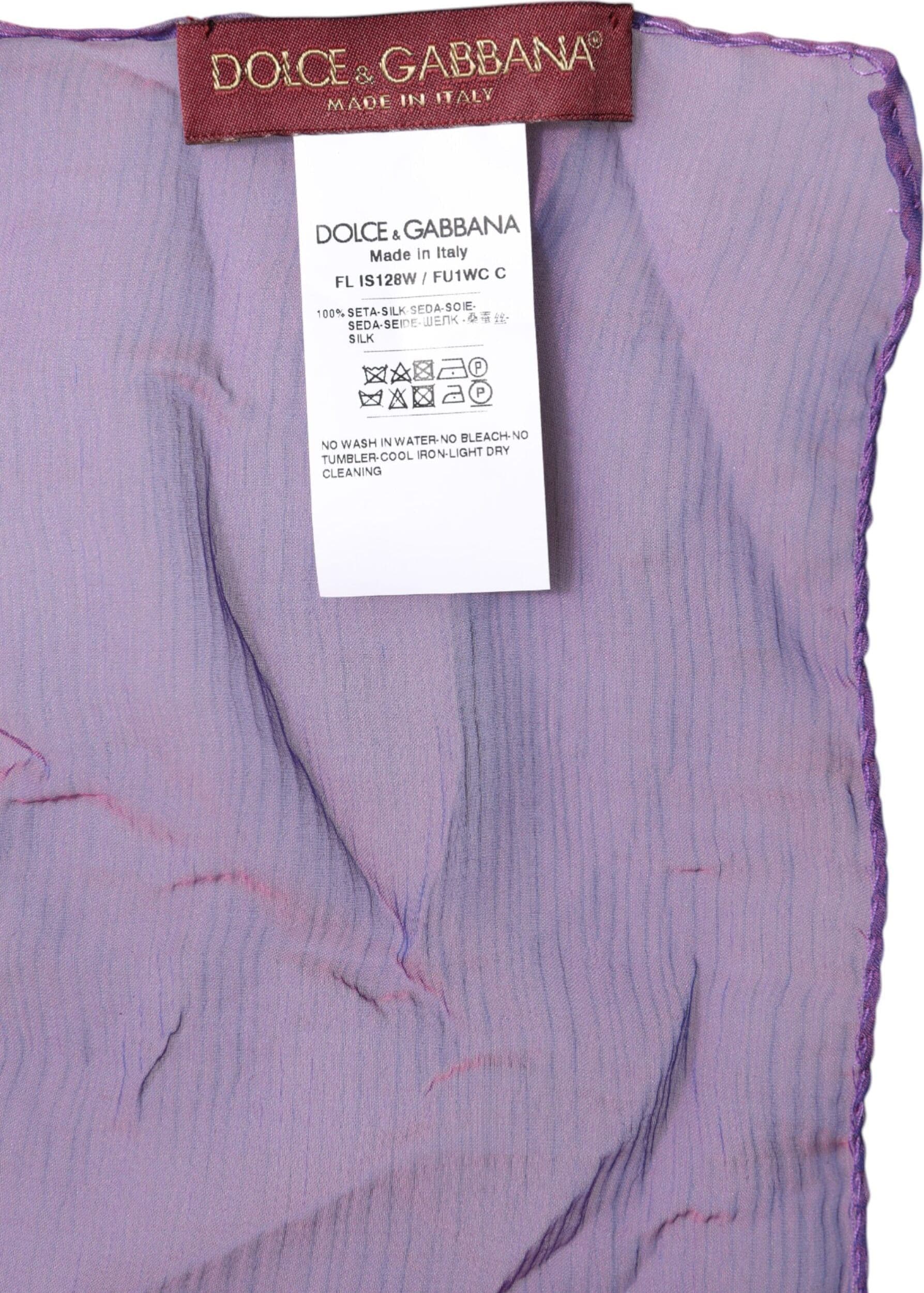 Dolce & Gabbana Purple Silk Rectangle Wrap Shawl Scarf - 6