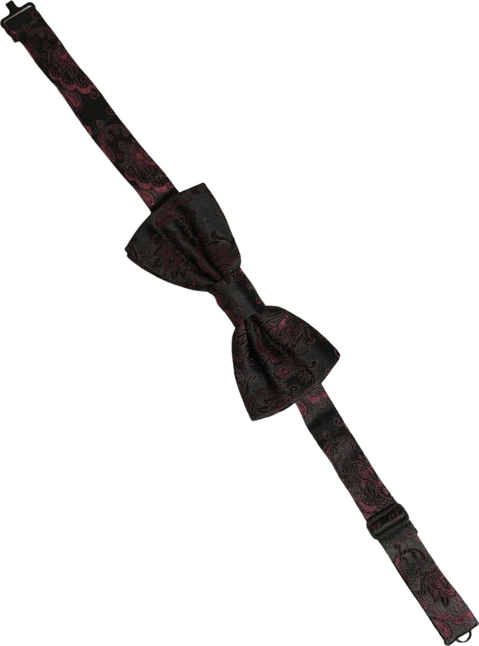 Dolce & Gabbana Burgundy Paisley Silk Adjustable Neck Papillon Bow Tie - 2