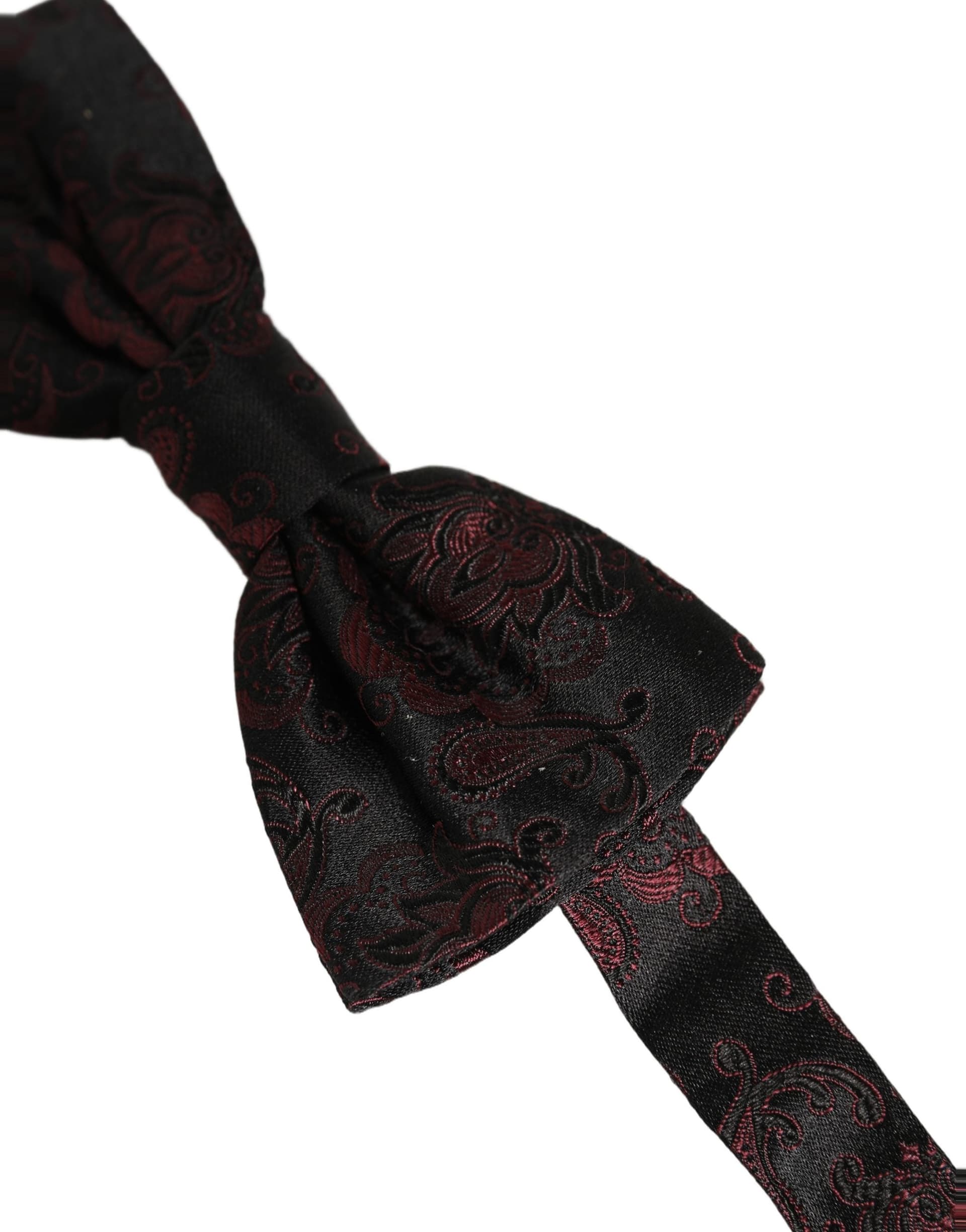 Dolce & Gabbana Burgundy Paisley Silk Adjustable Neck Papillon Bow Tie - 3
