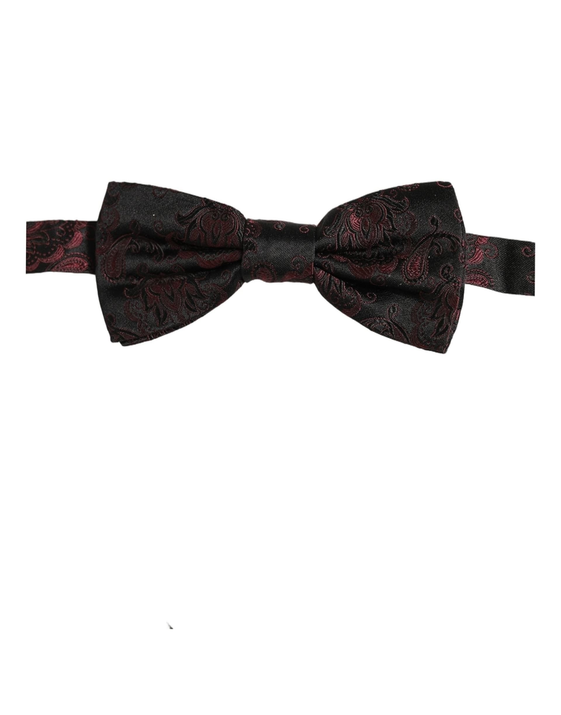 Dolce & Gabbana Burgundy Paisley Silk Adjustable Neck Papillon Bow Tie - 4