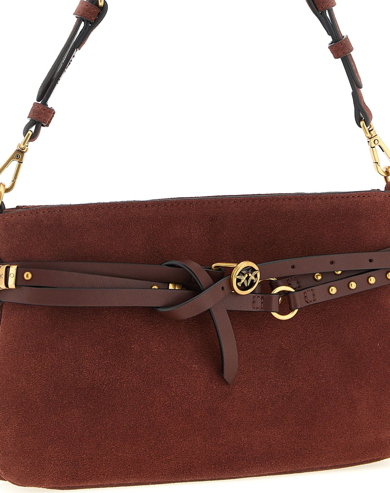 PINKO Bordeaux Lamb Leather Shoulder Bag - 3