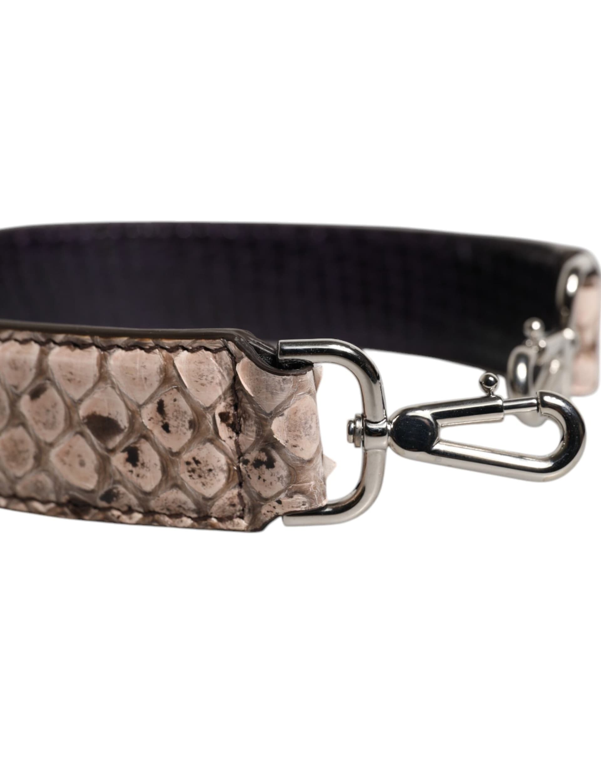 Dolce & Gabbana Black Cream Exotic Leather Bag Shoulder Strap - 3