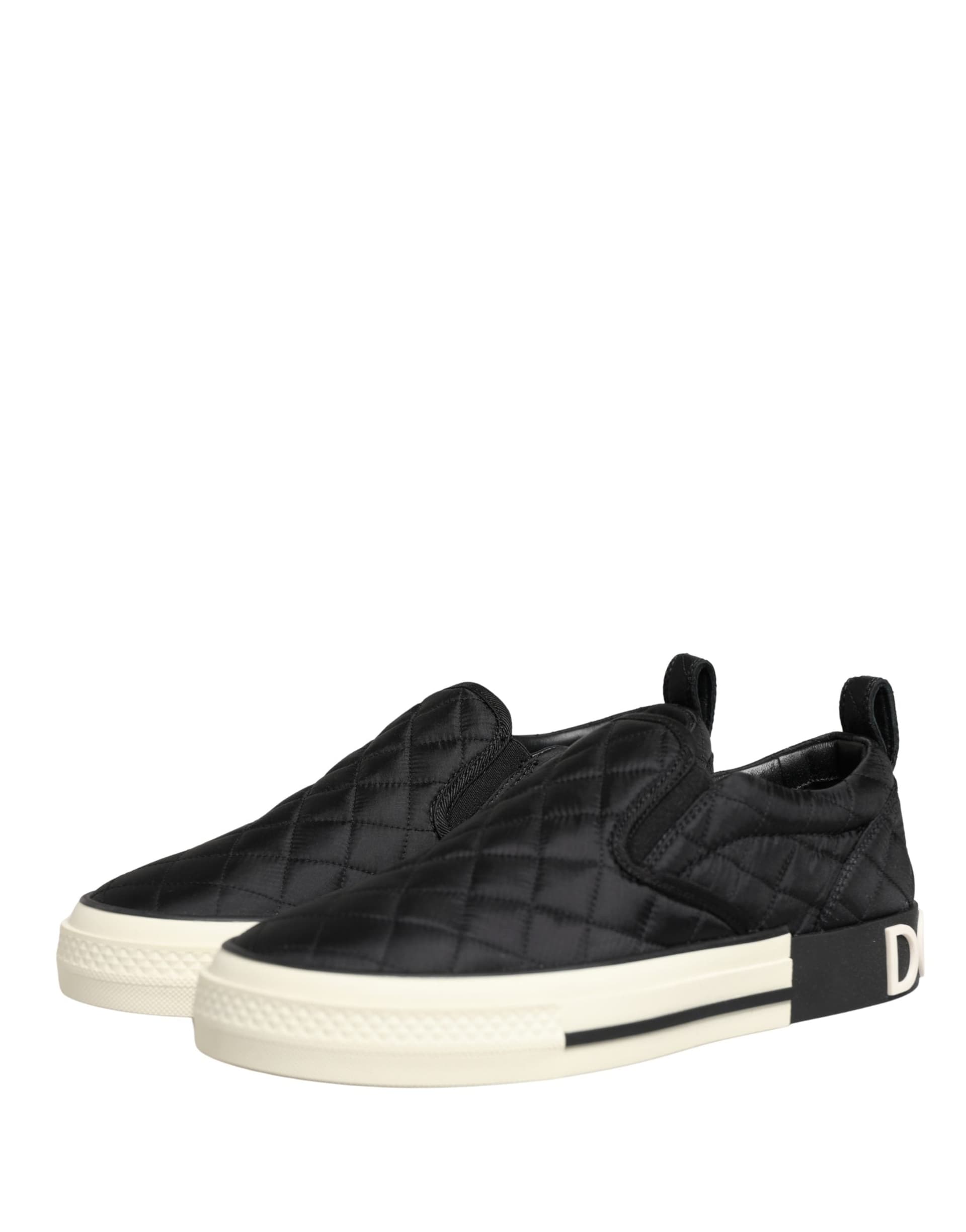 Dolce & Gabbana Black Quilted Slip On Low Top Sneakers Shoes - 8