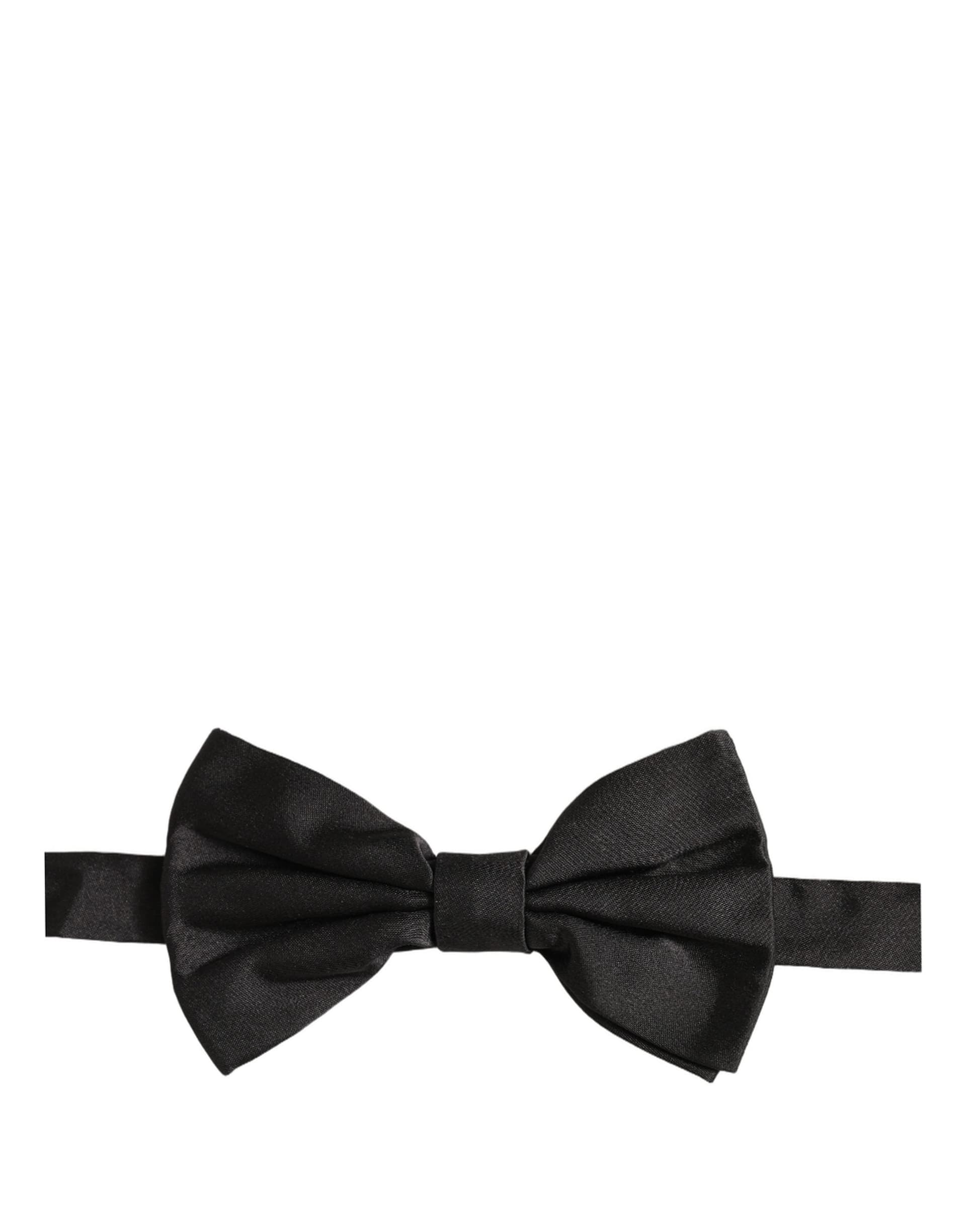 Dolce & Gabbana Men Black 100% Silk Adjustable Neck Papillon Bow Tie - 2