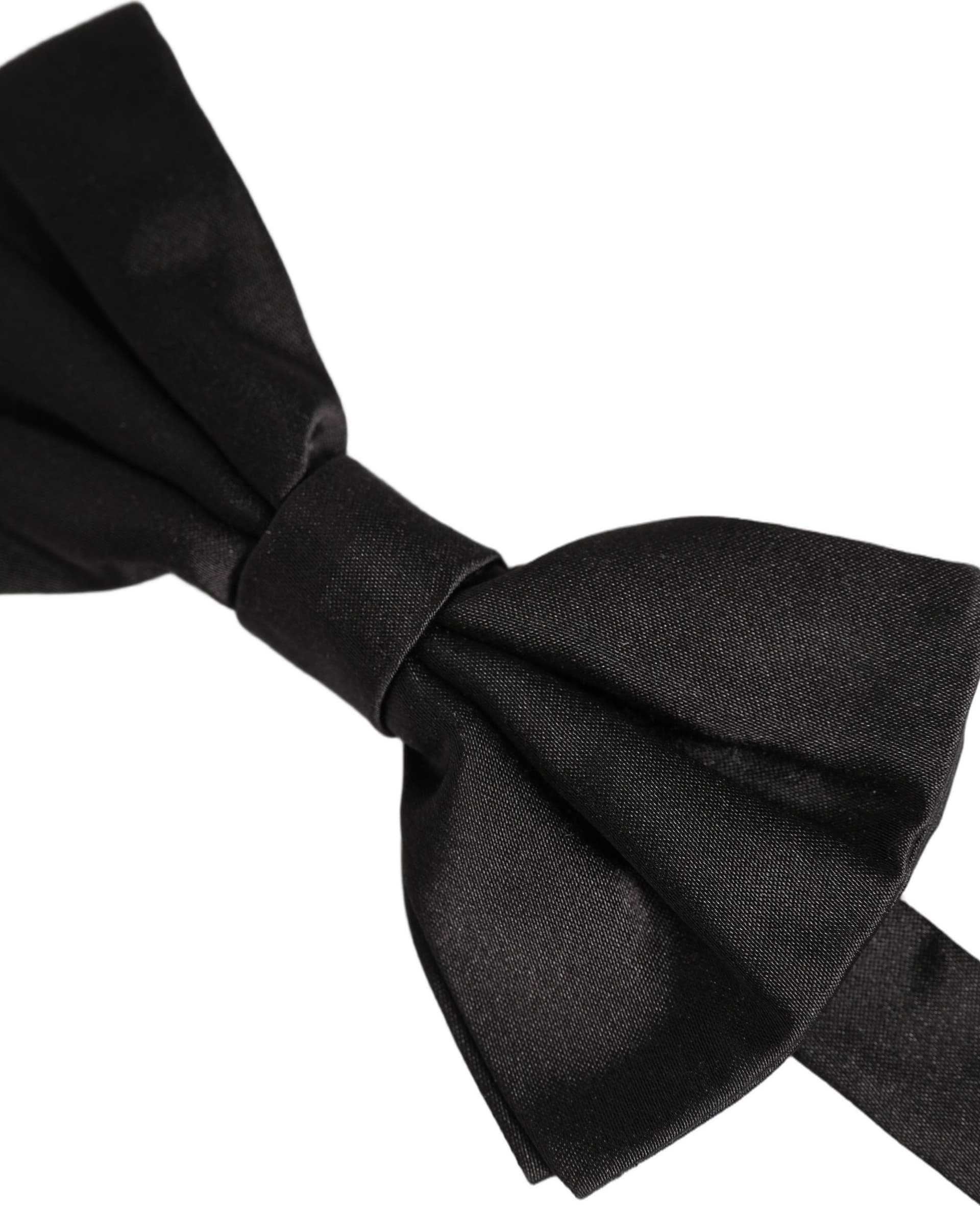 Dolce & Gabbana Men Black 100% Silk Adjustable Neck Papillon Bow Tie - 4